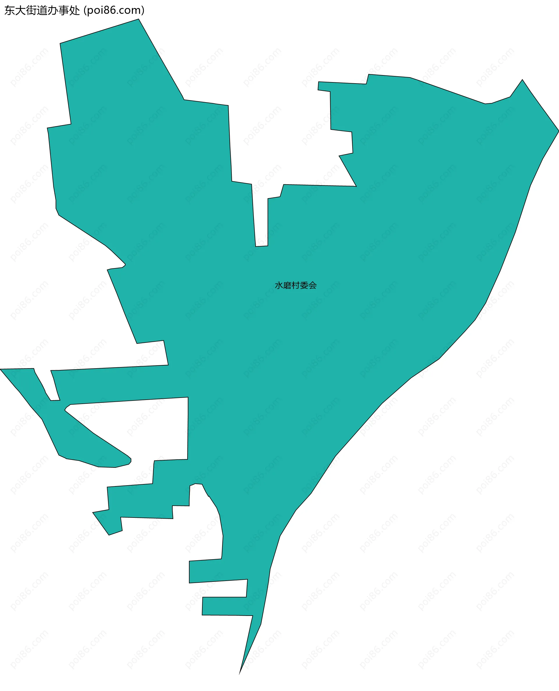 东大街道办事处边界地图(五级行政区划)