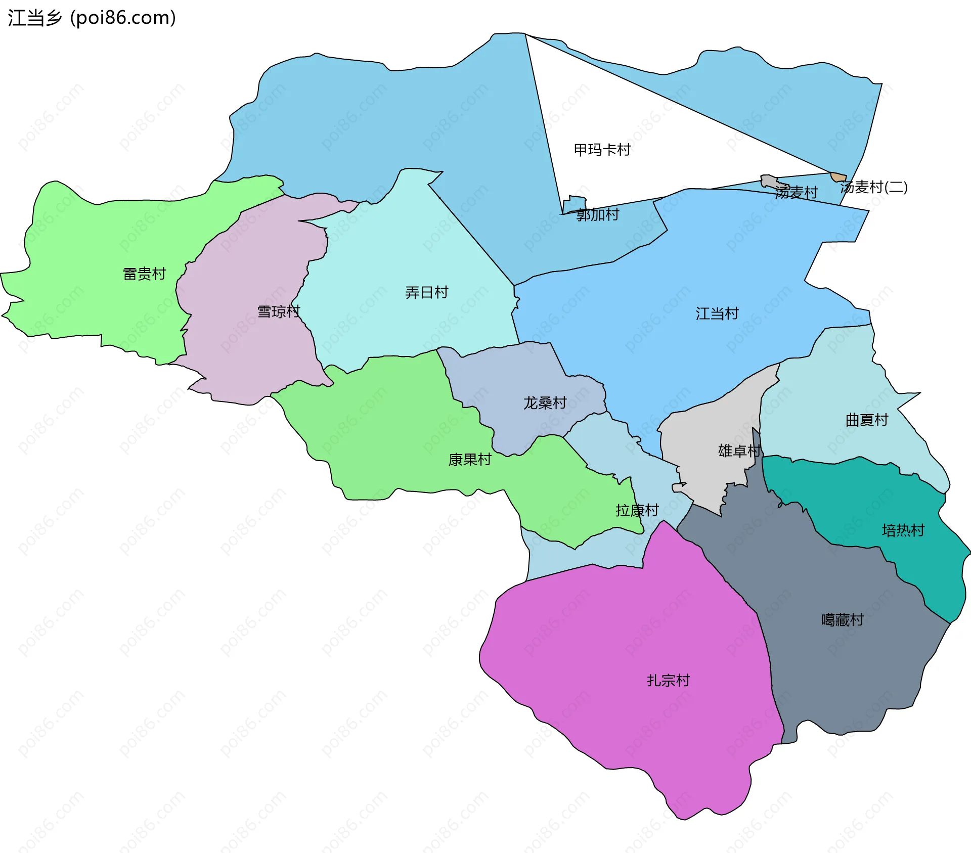 江当乡边界地图(五级行政区划)