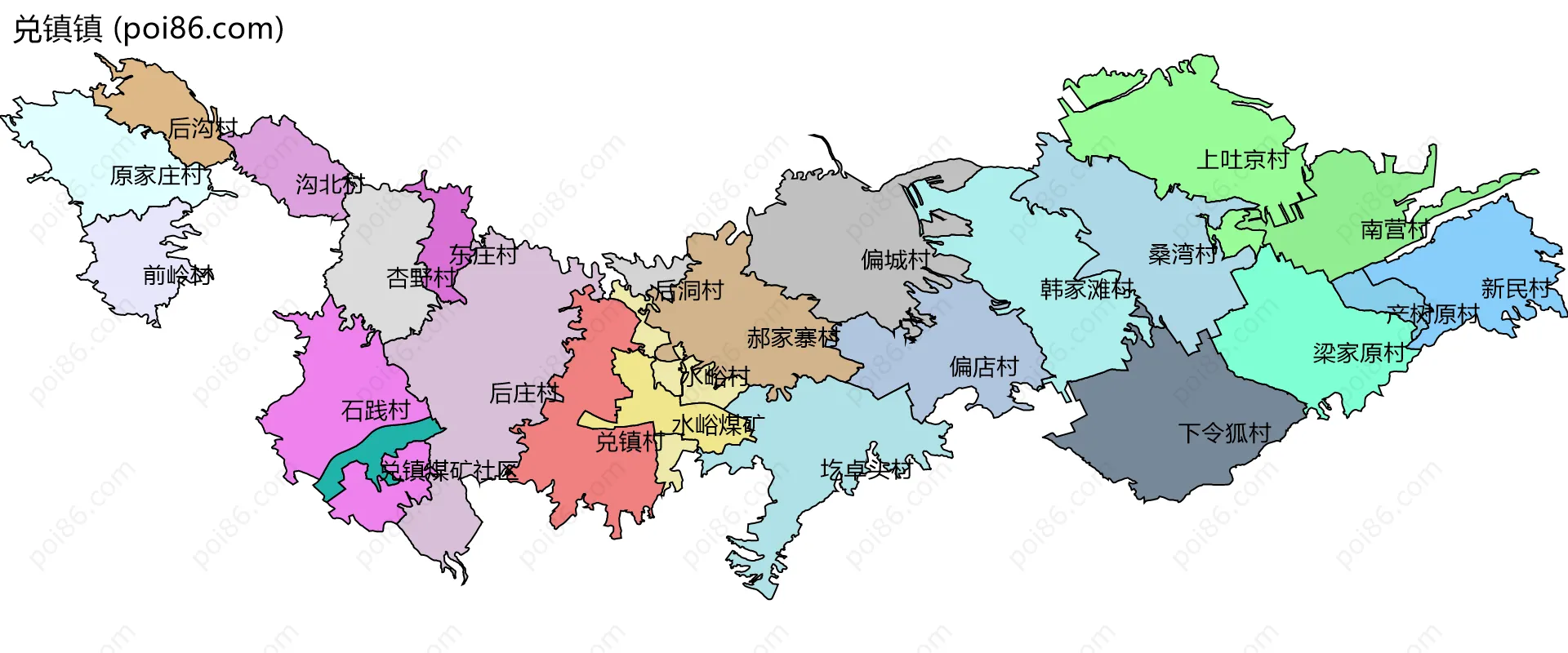 兑镇镇边界地图(五级行政区划)