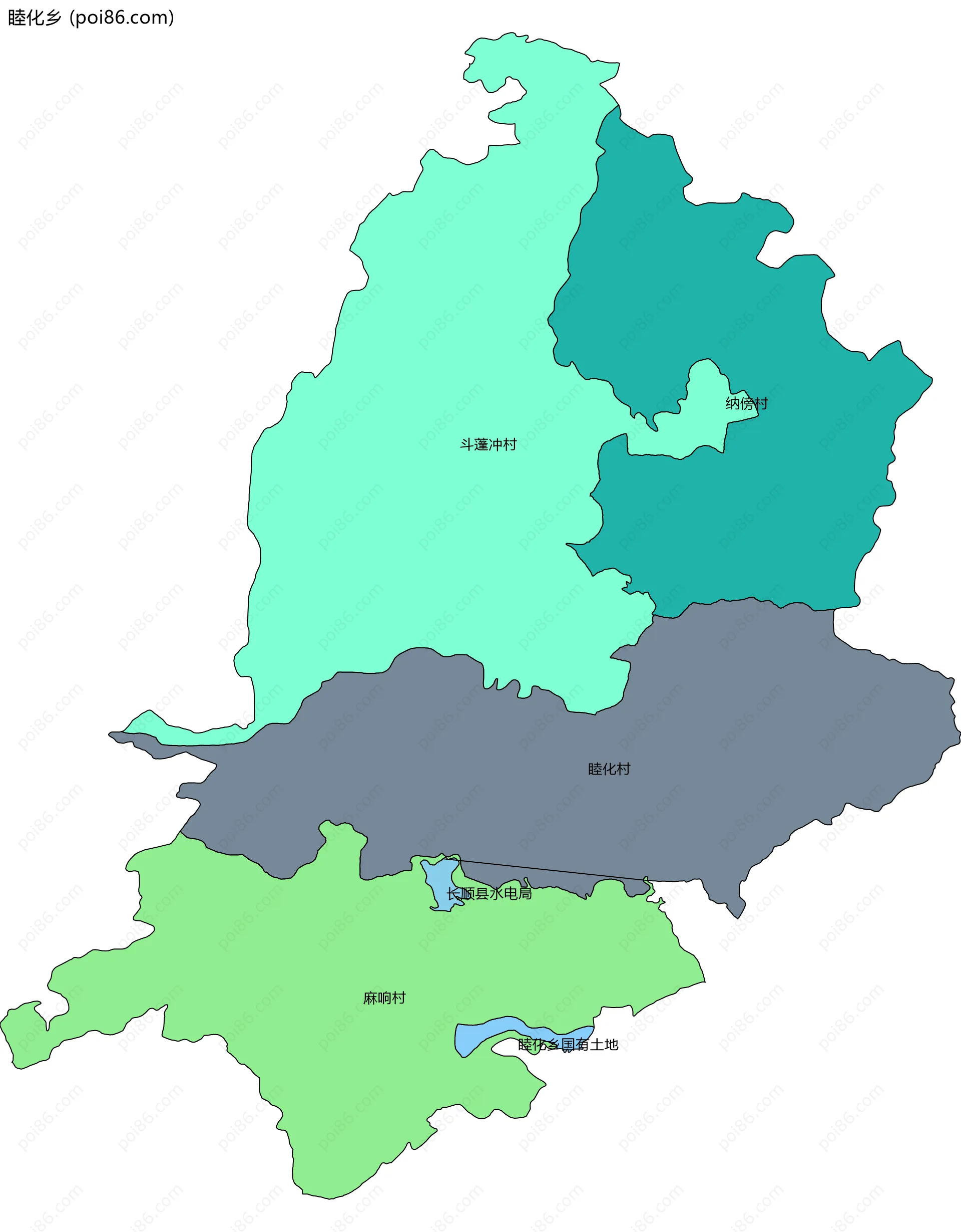 睦化乡边界地图(五级行政区划)