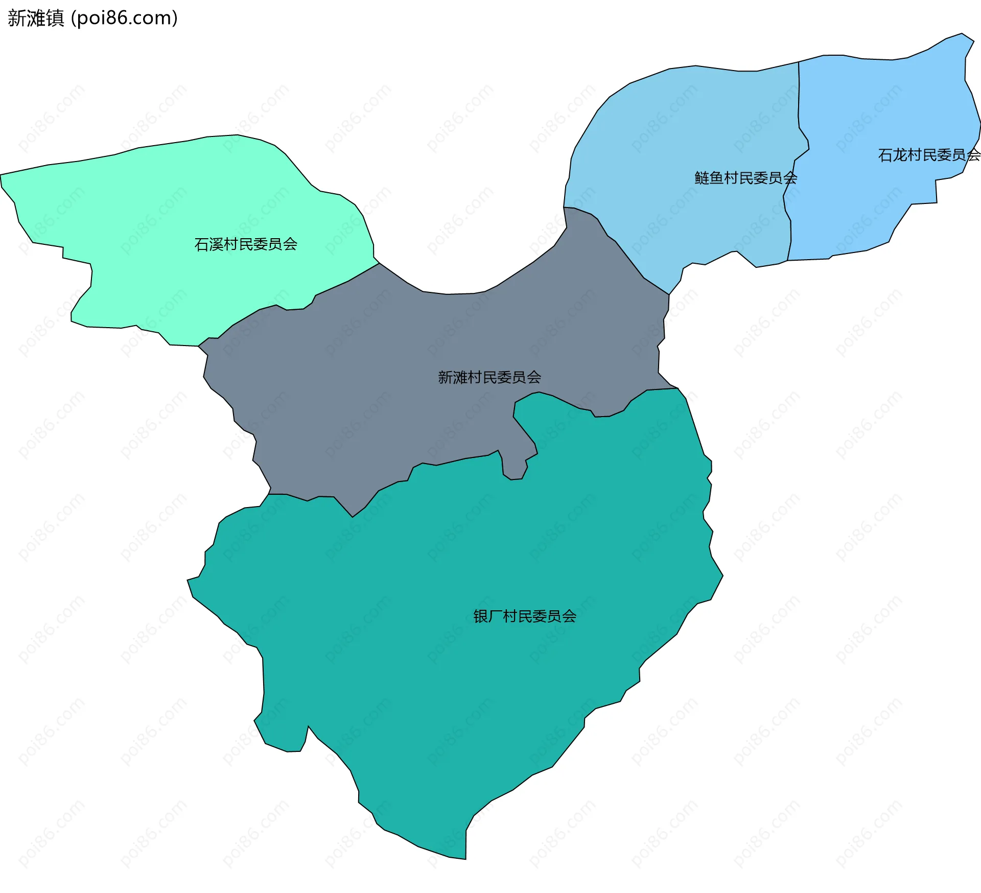 新滩镇边界地图(五级行政区划)