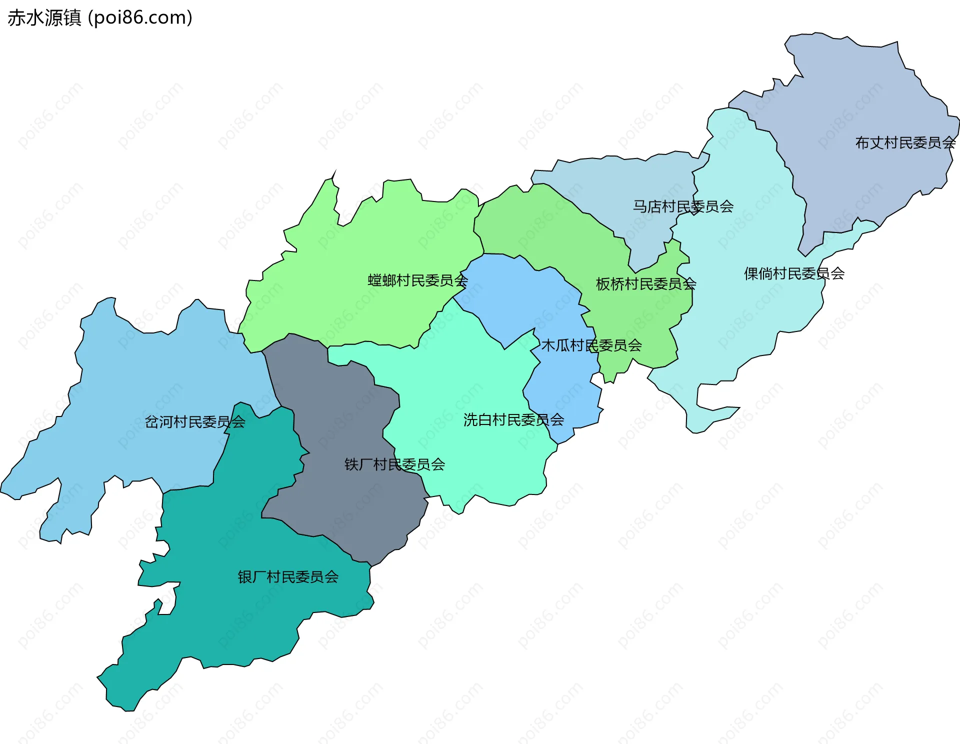 赤水源镇边界地图(五级行政区划)