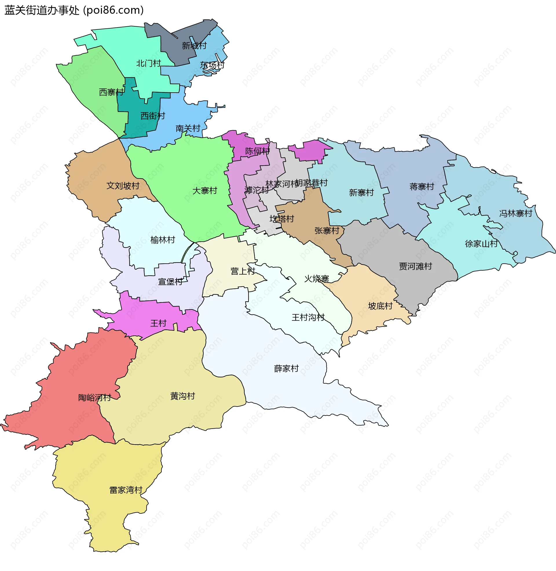 蓝关街道办事处边界地图(五级行政区划)