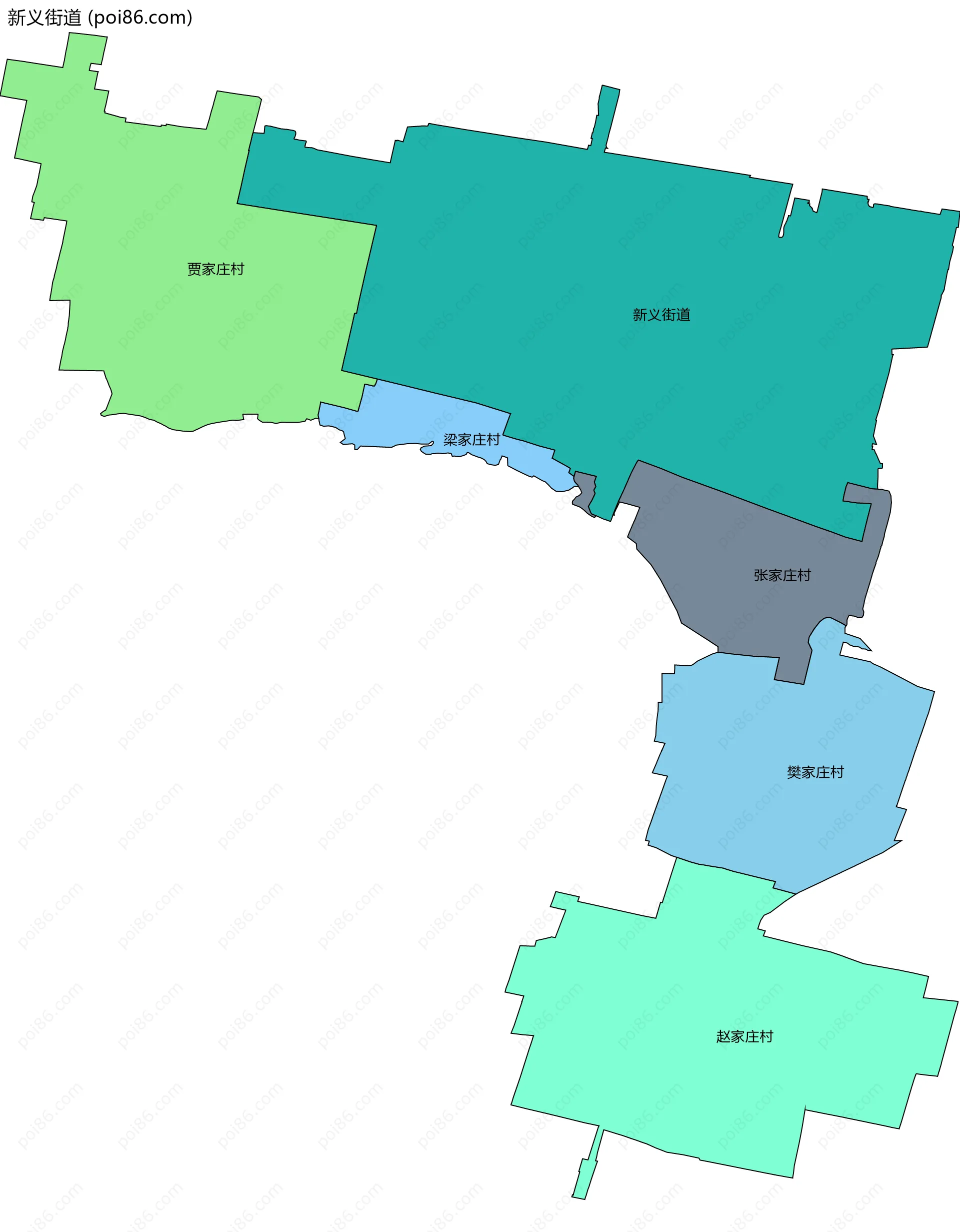 新义街道边界地图(五级行政区划)