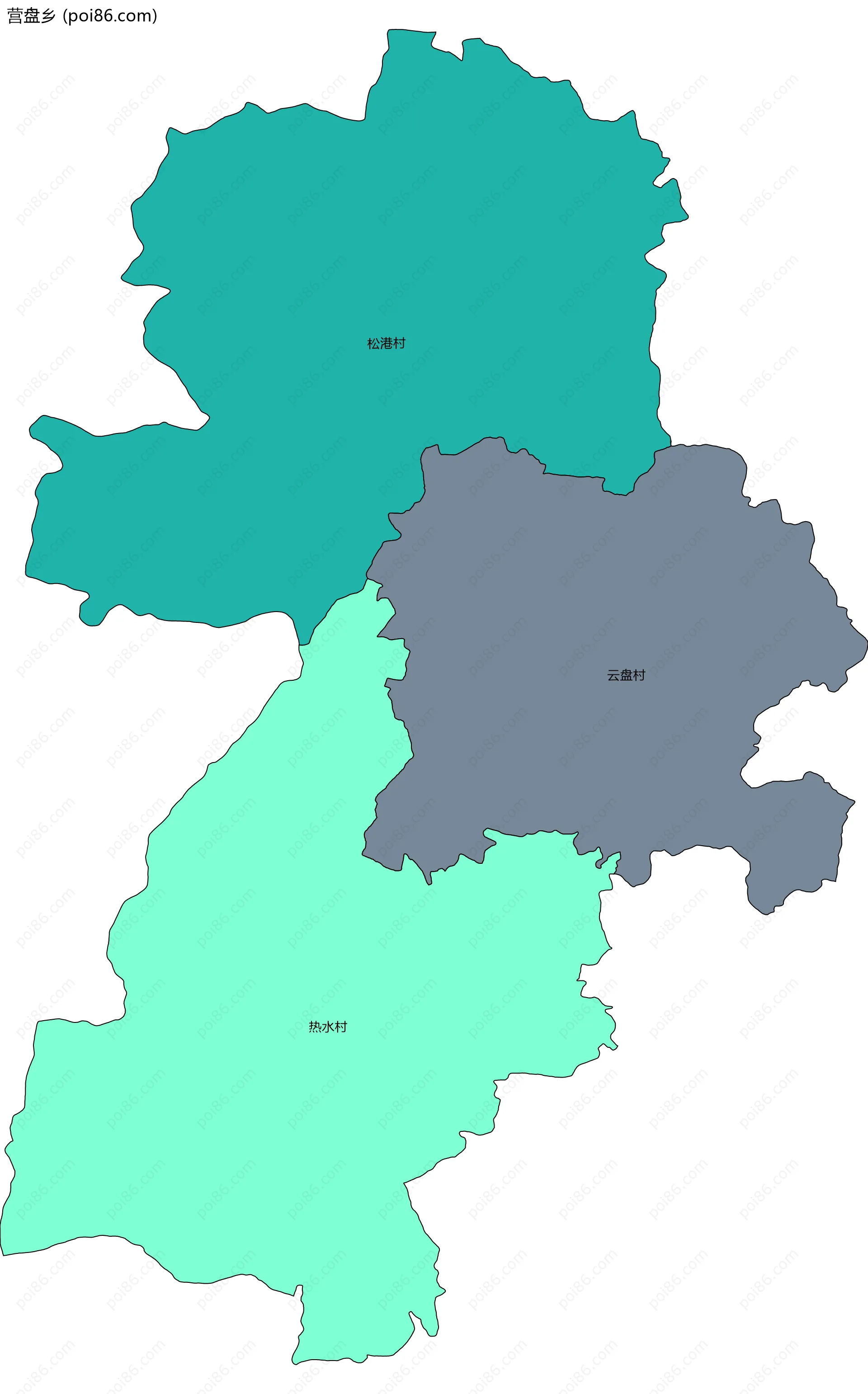 营盘乡边界地图(五级行政区划)