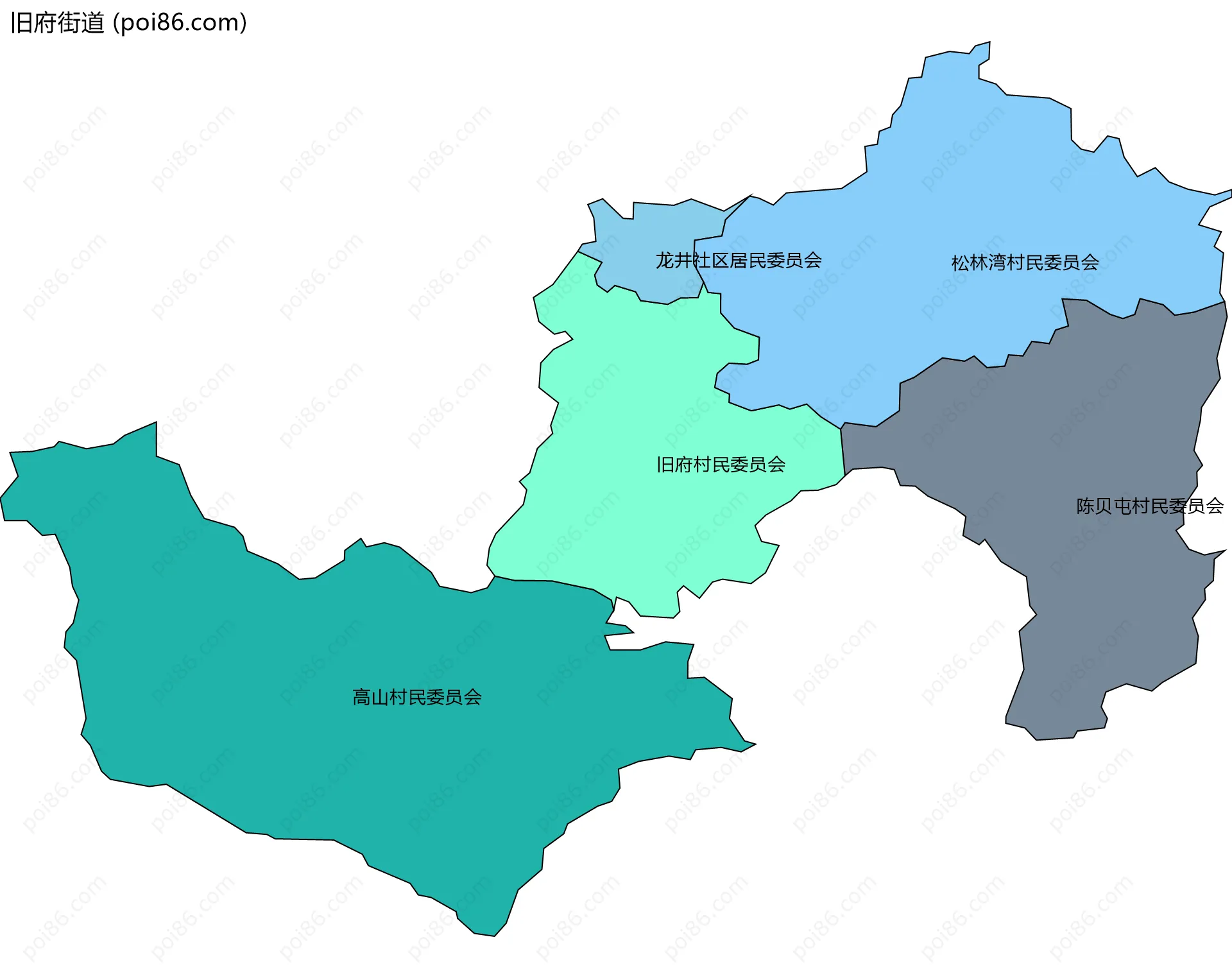 旧府街道边界地图(五级行政区划)