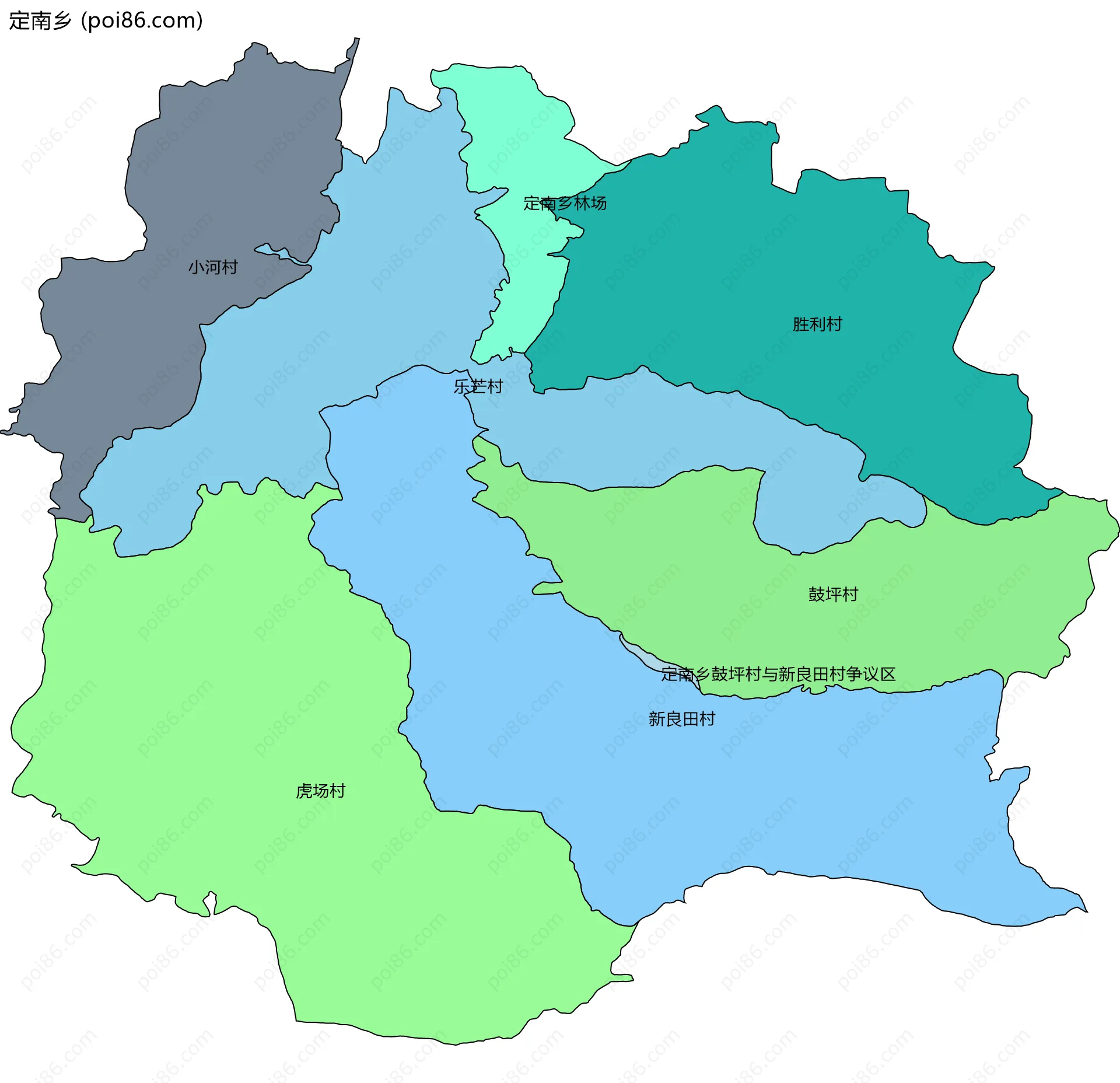 定南乡边界地图(五级行政区划)