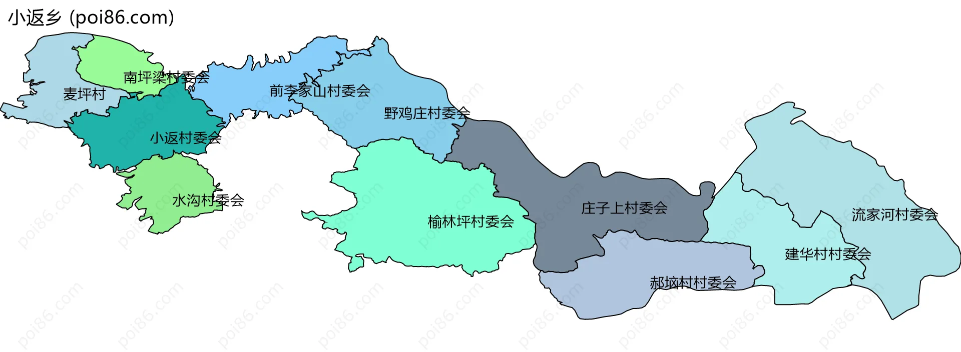 小返乡边界地图(五级行政区划)