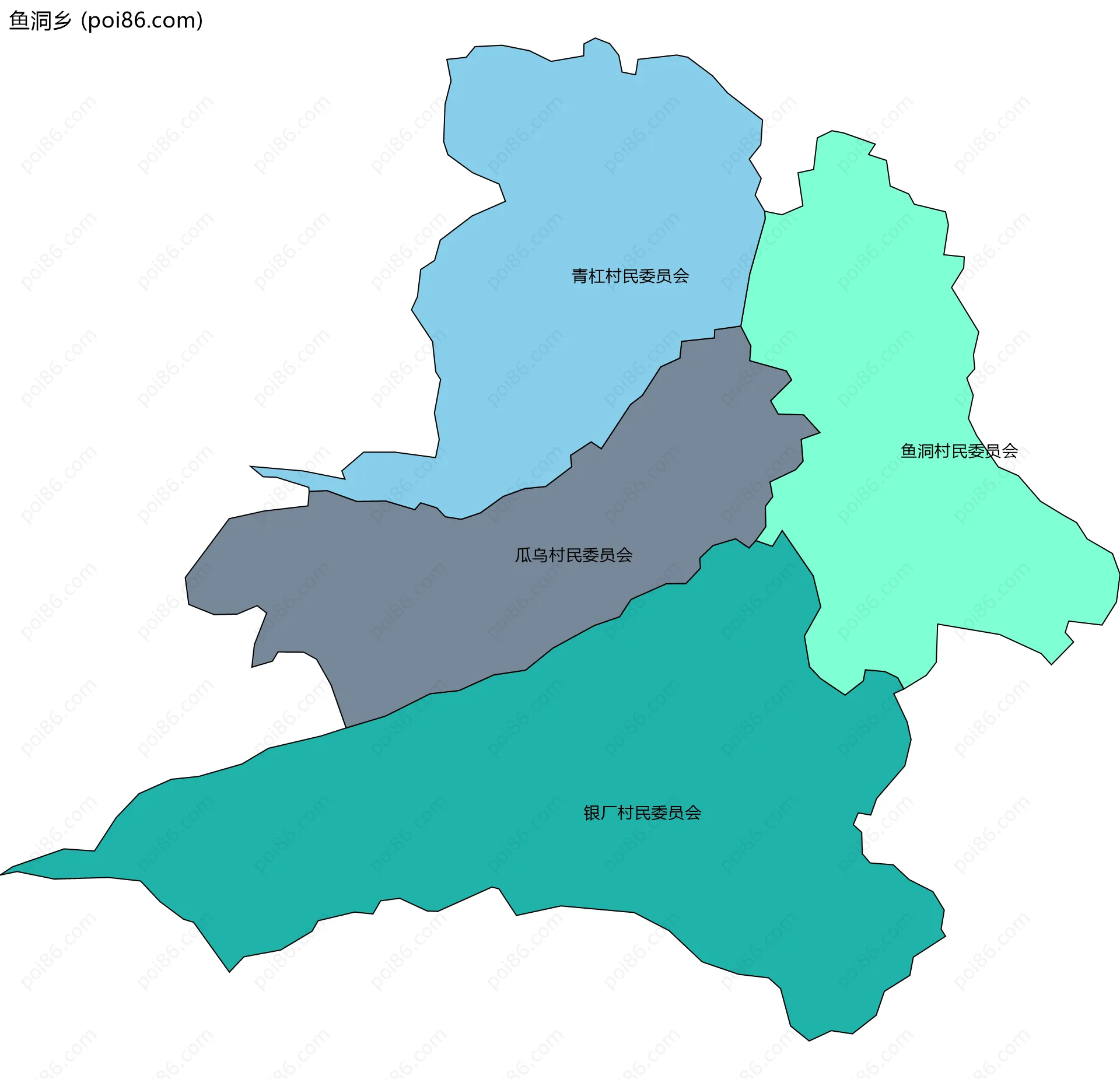 鱼洞乡边界地图(五级行政区划)