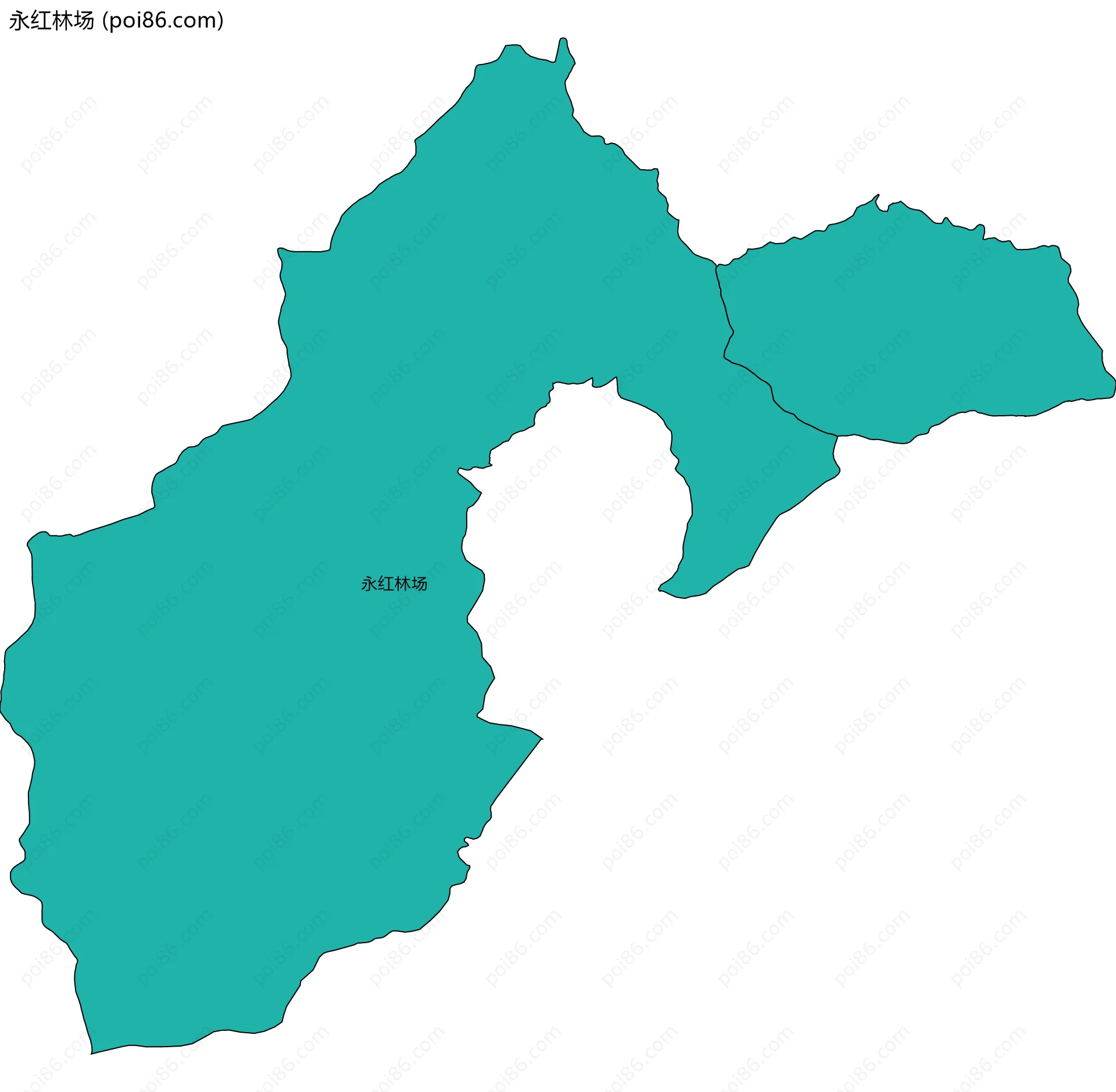 永红林场边界地图(五级行政区划)
