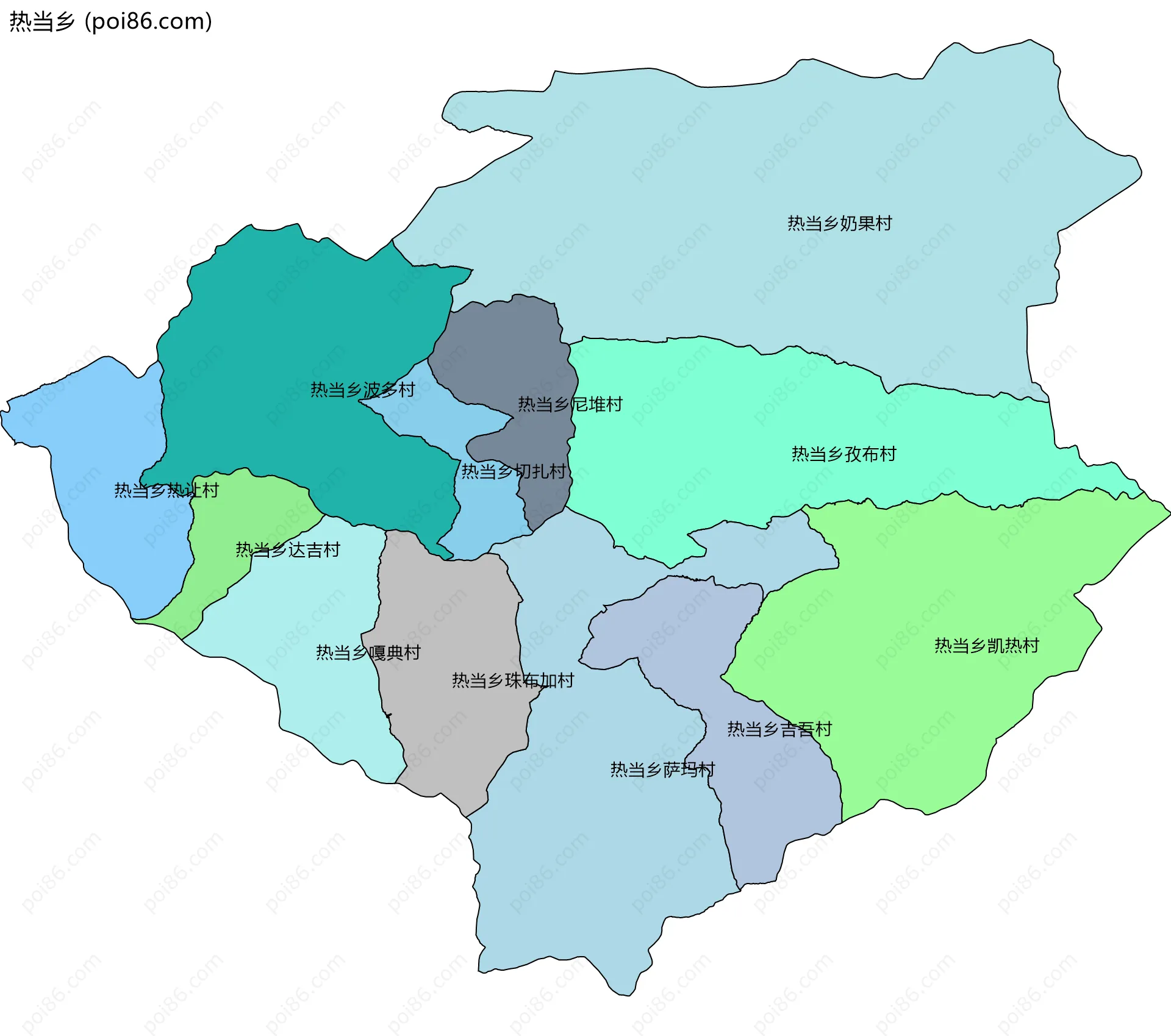 热当乡边界地图(五级行政区划)