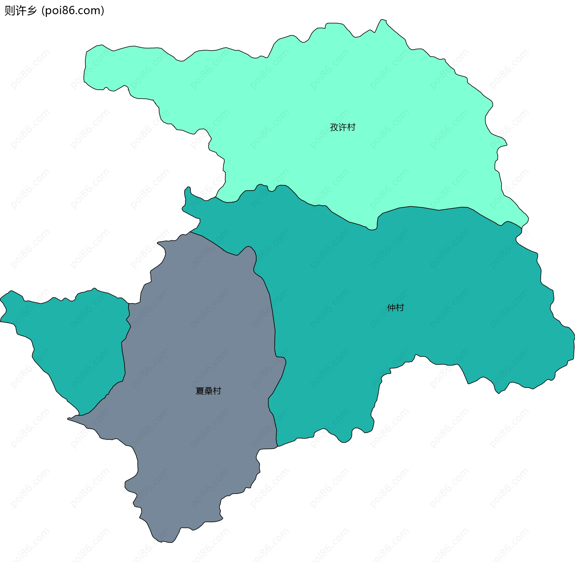 则许乡边界地图(五级行政区划)