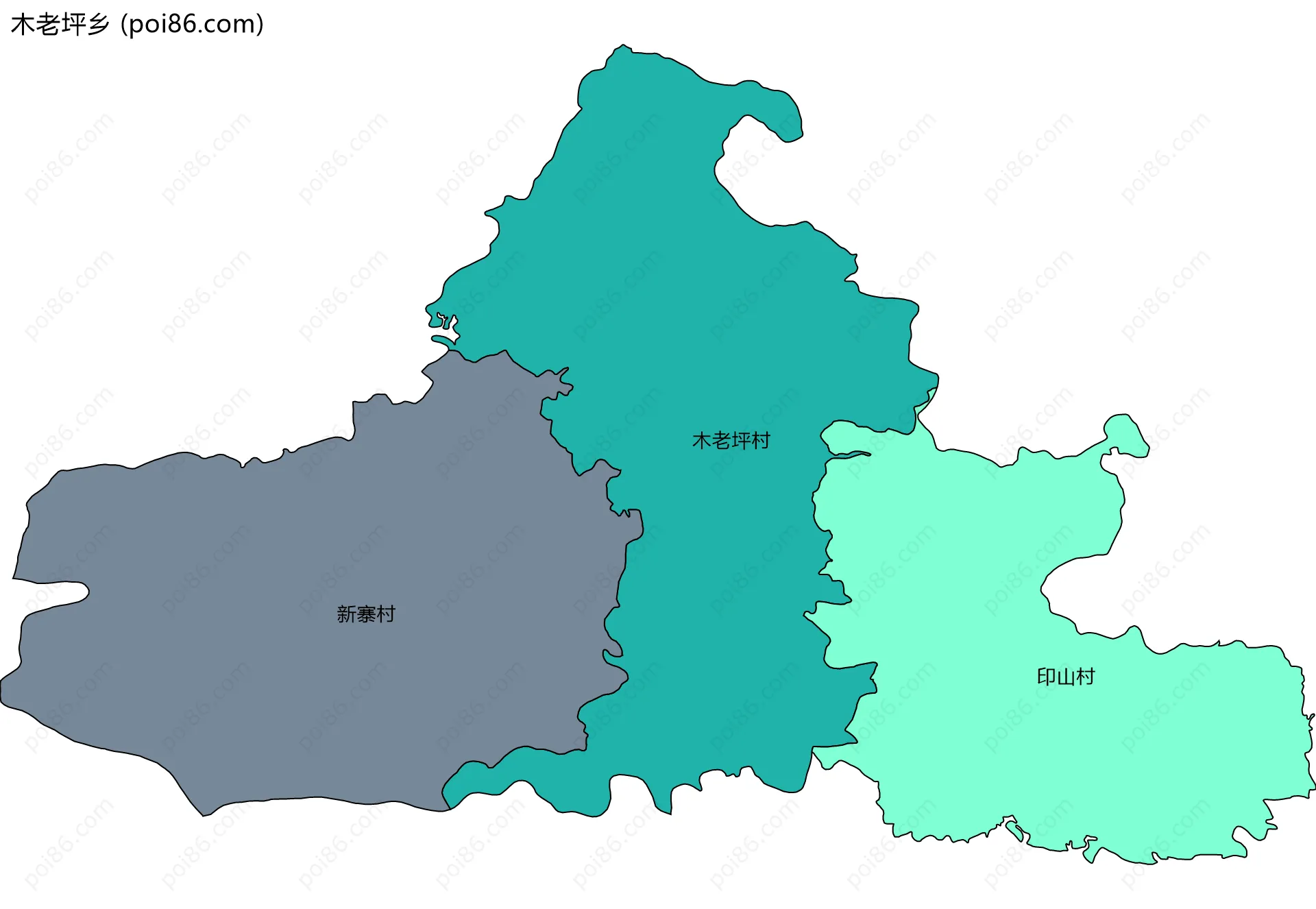 木老坪乡边界地图(五级行政区划)