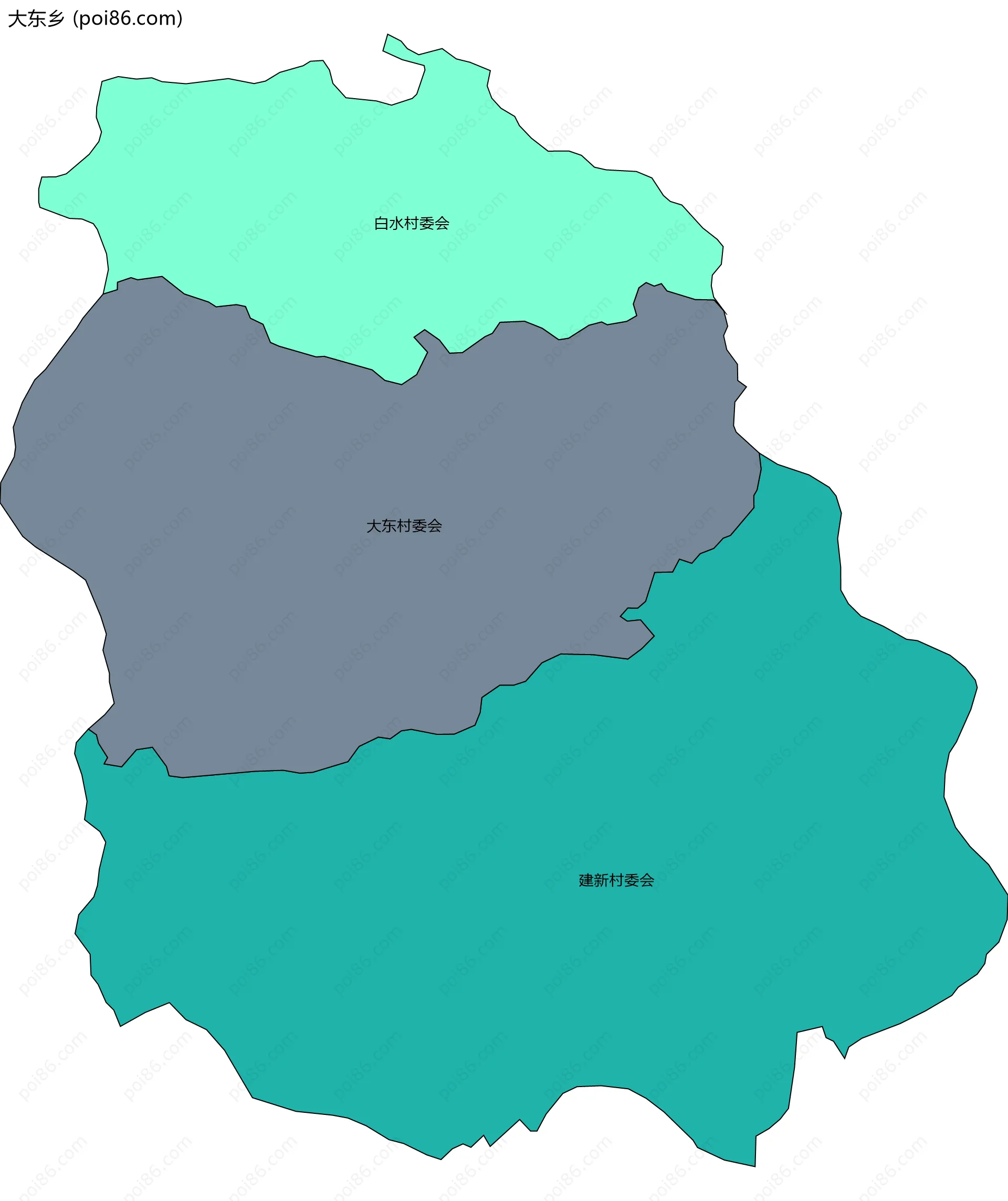 大东乡边界地图(五级行政区划)