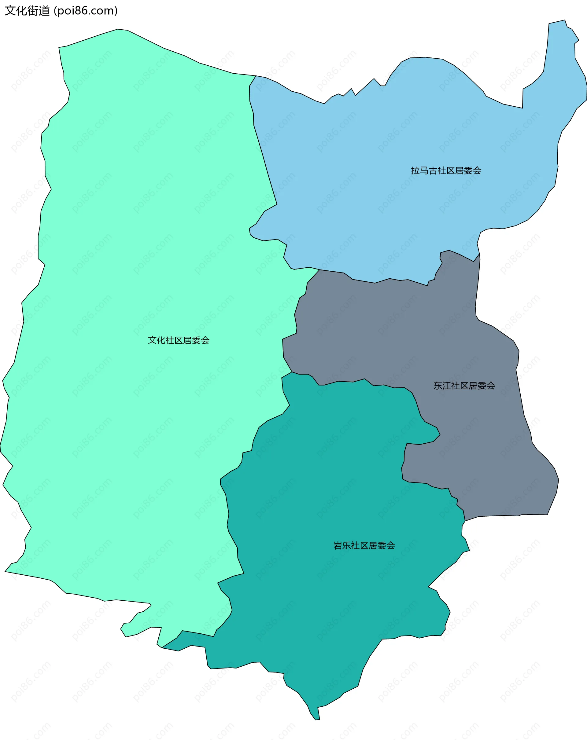 文化街道边界地图(五级行政区划)