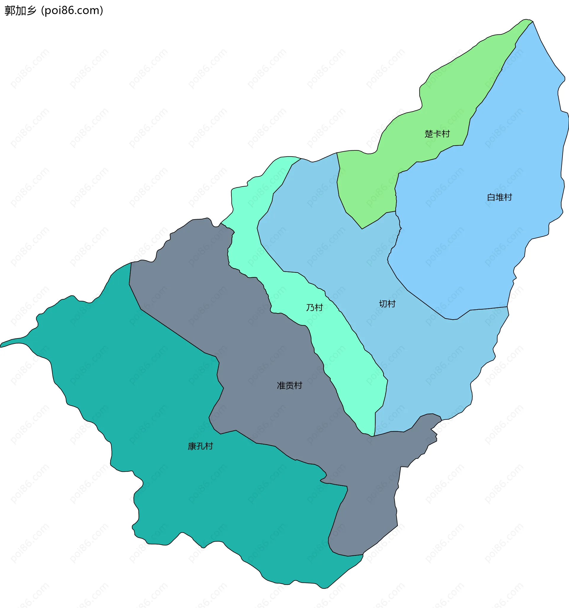 郭加乡边界地图(五级行政区划)