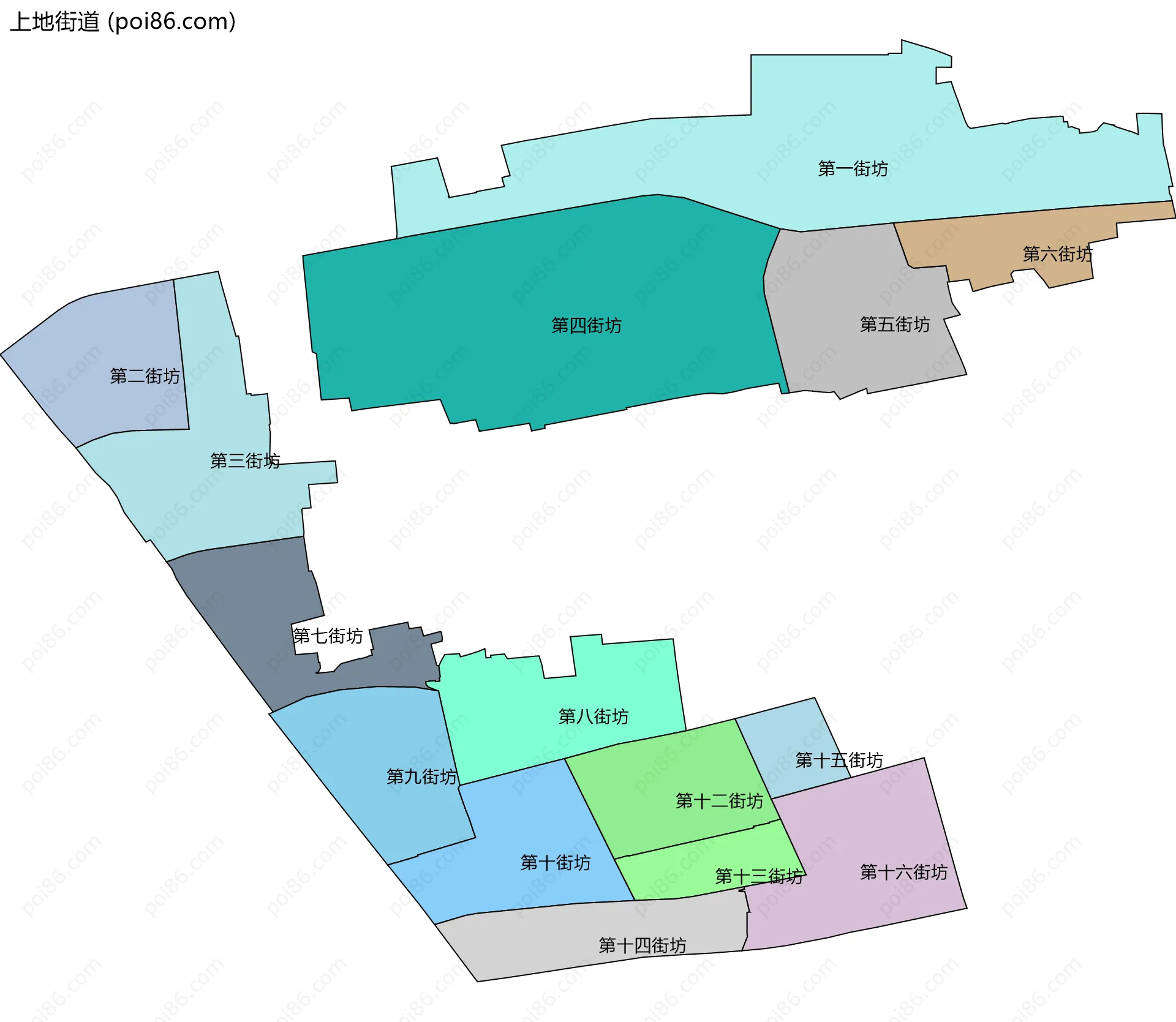 上地街道边界地图(五级行政区划)