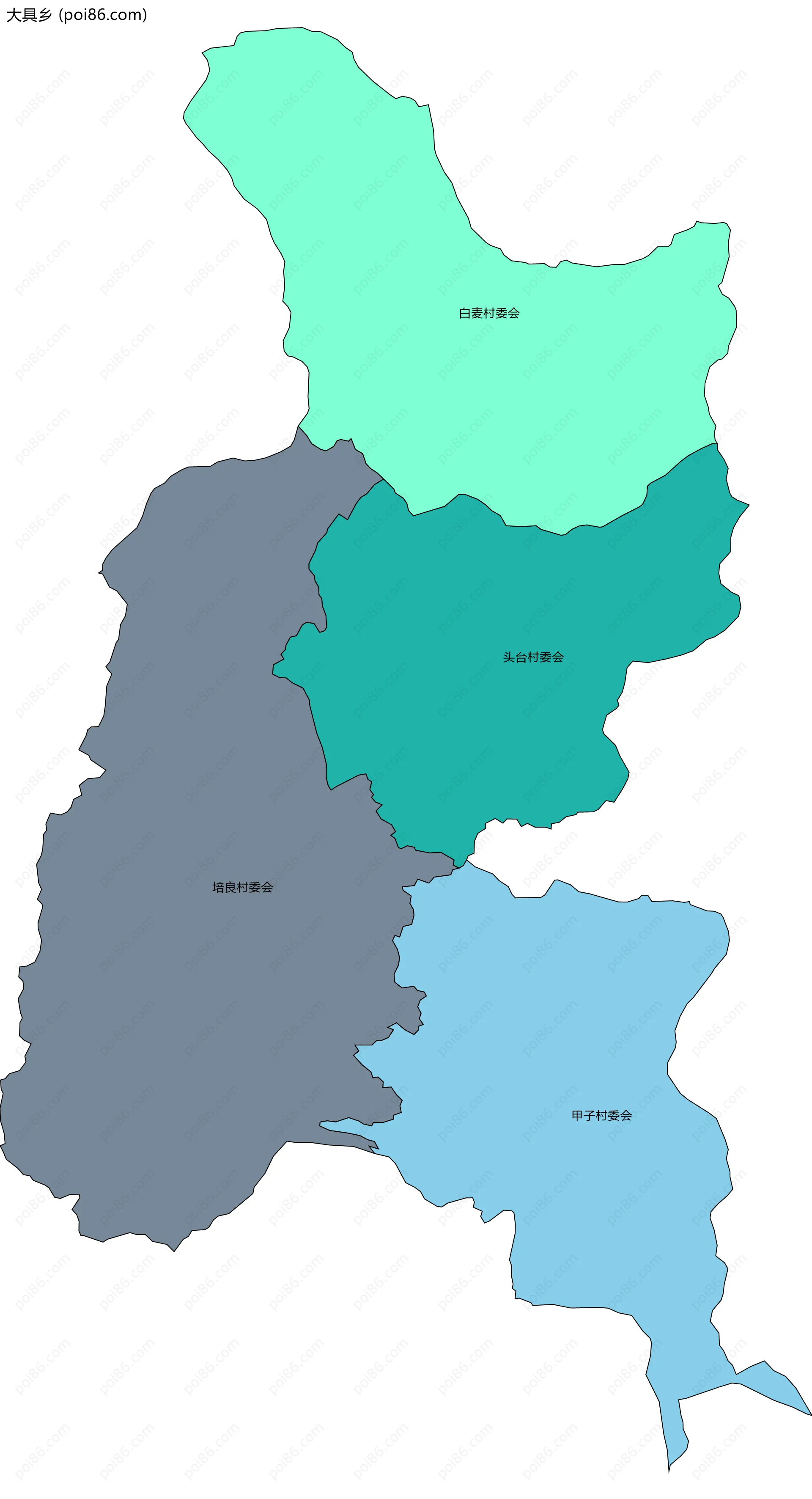 大具乡边界地图(五级行政区划)