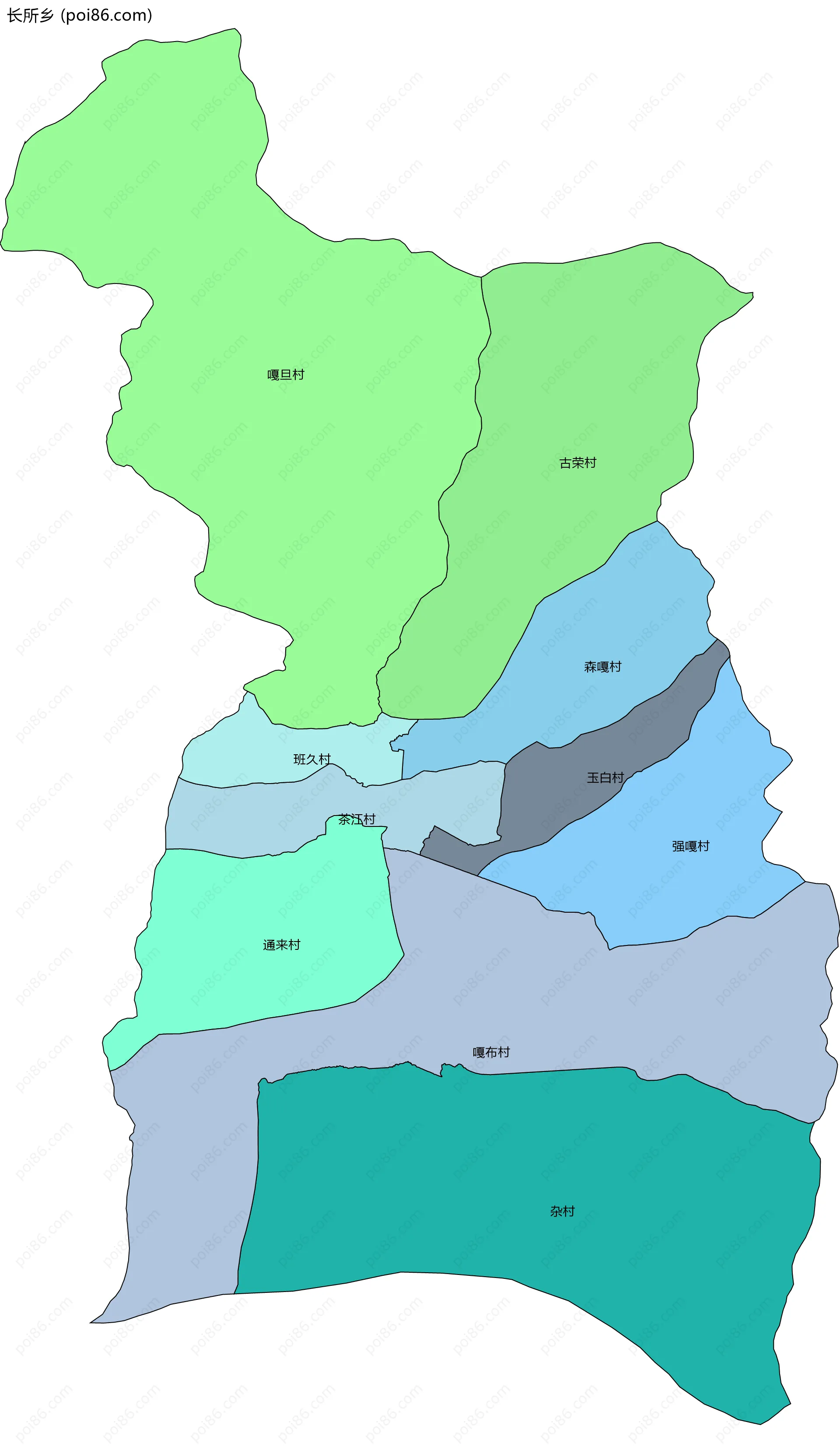 长所乡边界地图(五级行政区划)