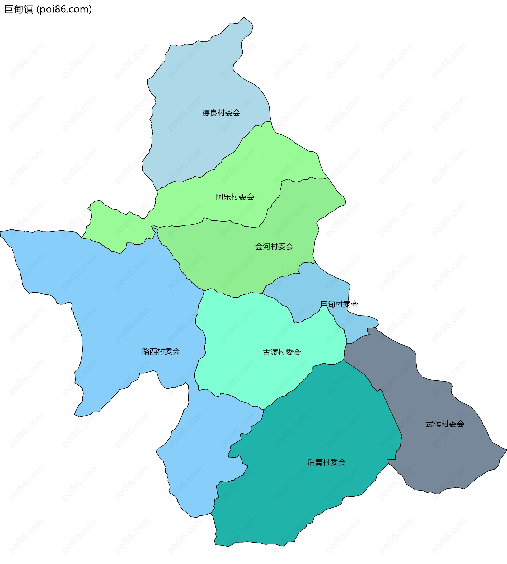 巨甸镇边界地图(五级行政区划)