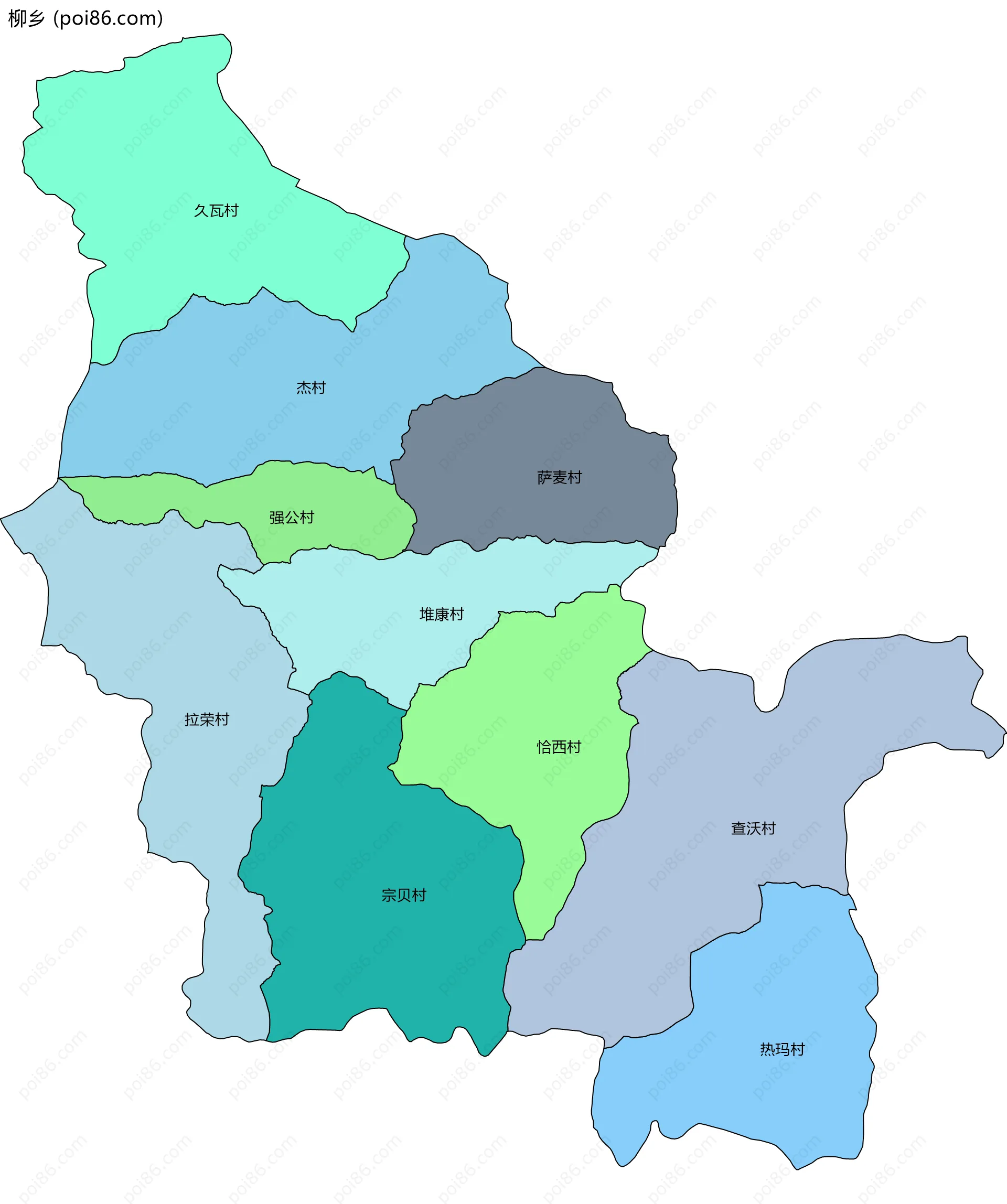 柳乡边界地图(五级行政区划)