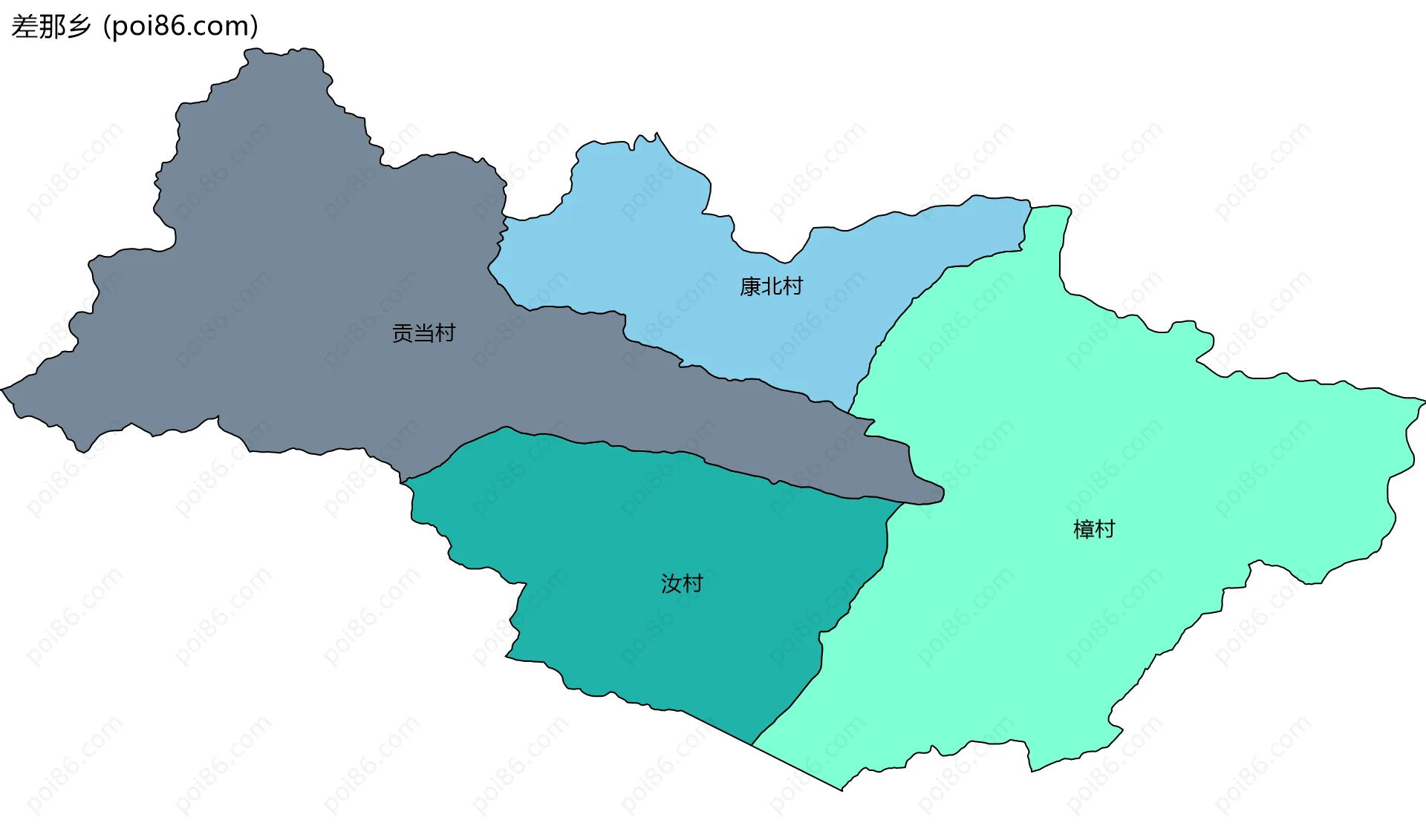 差那乡边界地图(五级行政区划)