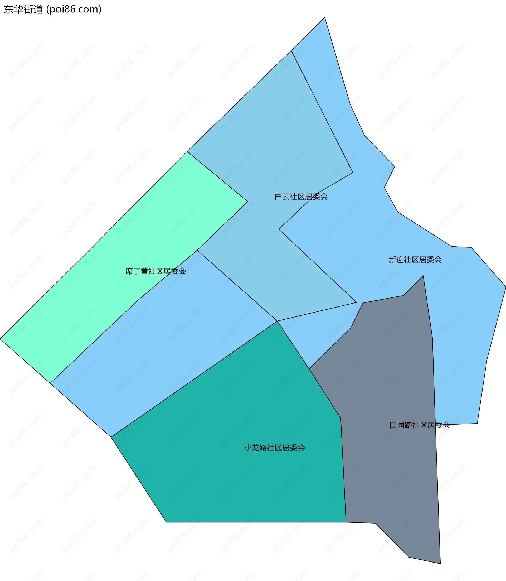 东华街道边界地图(五级行政区划)