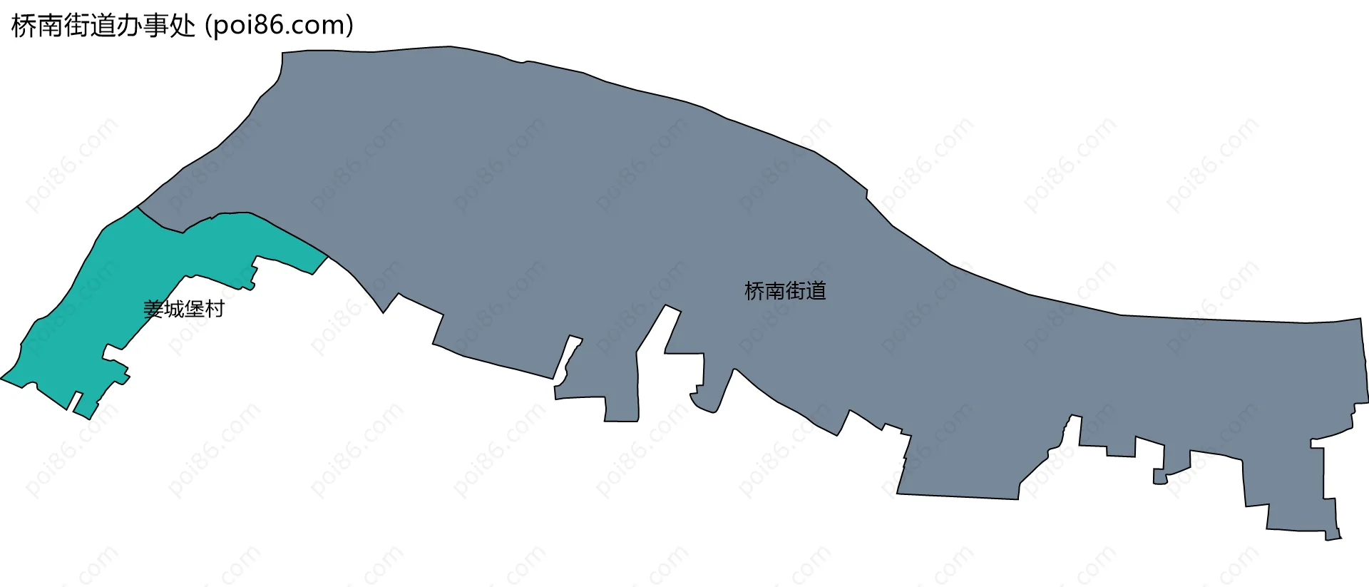 桥南街道办事处边界地图(五级行政区划)