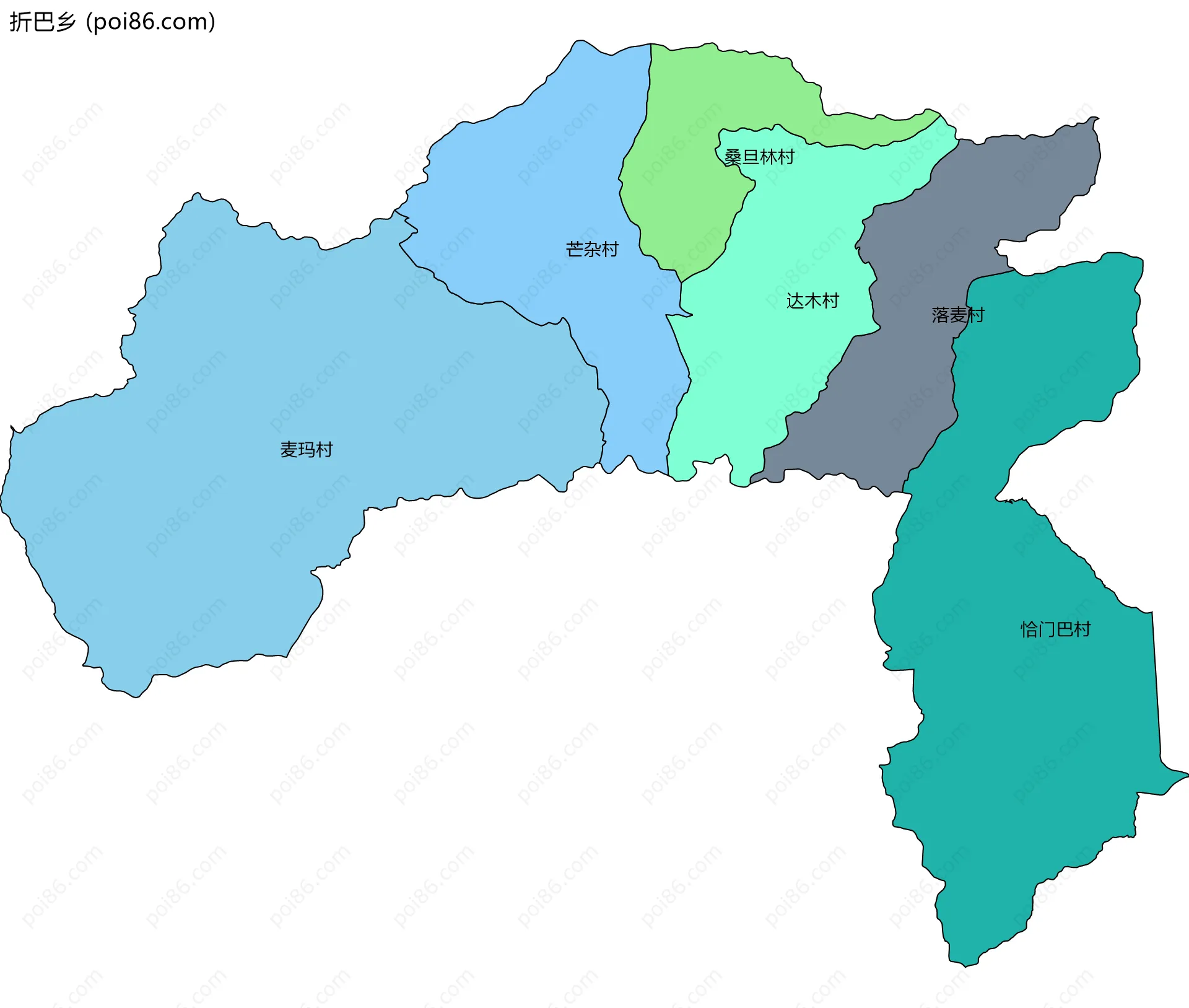 折巴乡边界地图(五级行政区划)