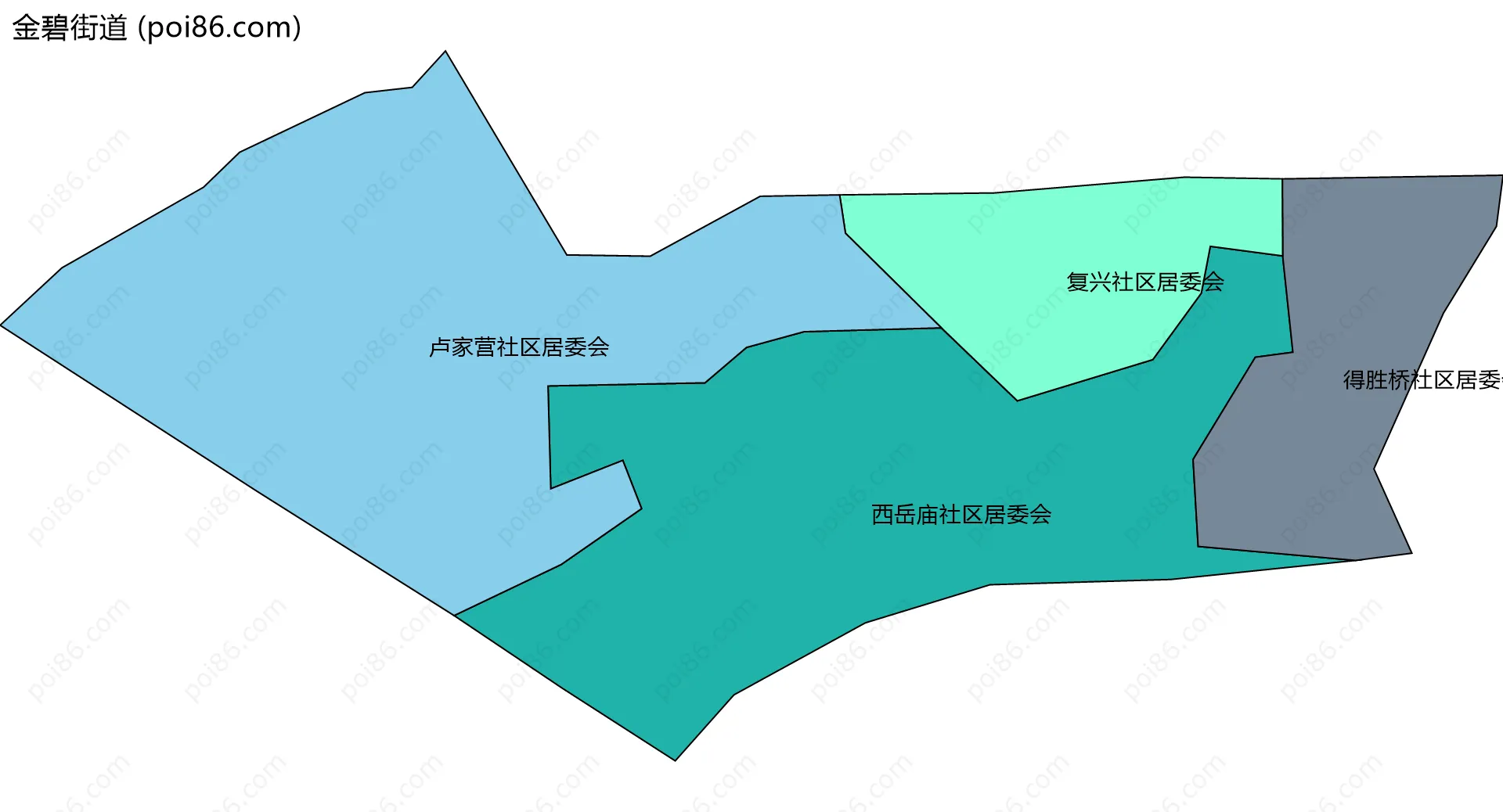 金碧街道边界地图(五级行政区划)