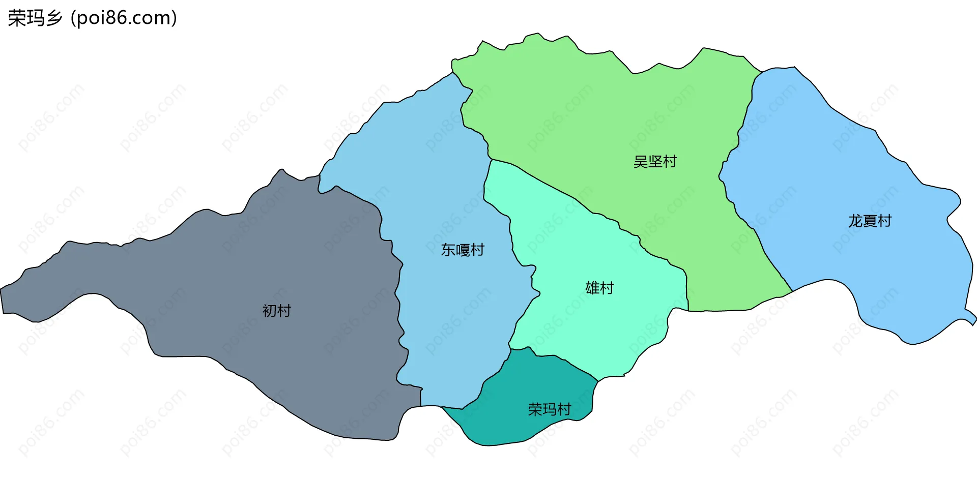 荣玛乡边界地图(五级行政区划)
