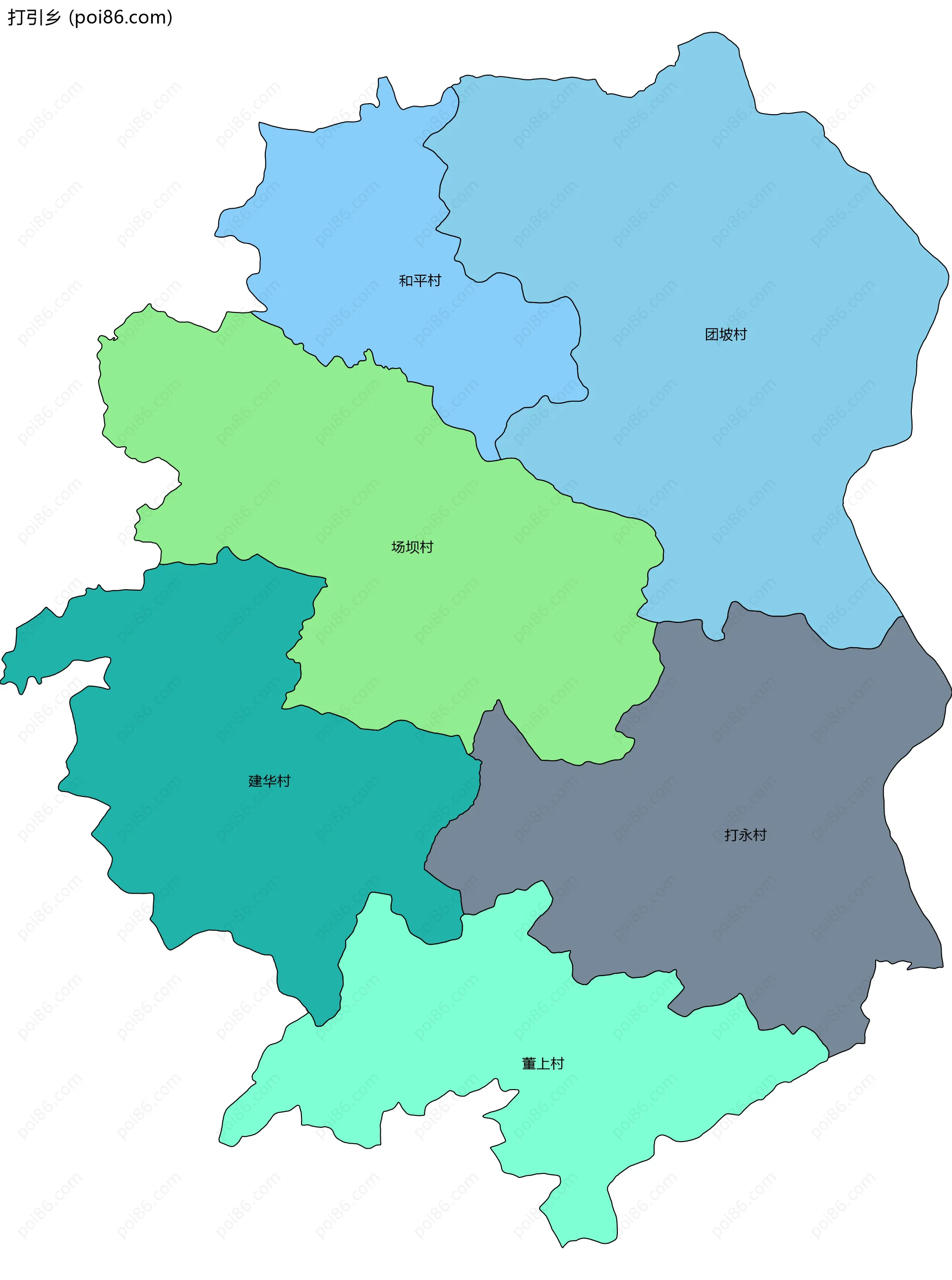 打引乡边界地图(五级行政区划)