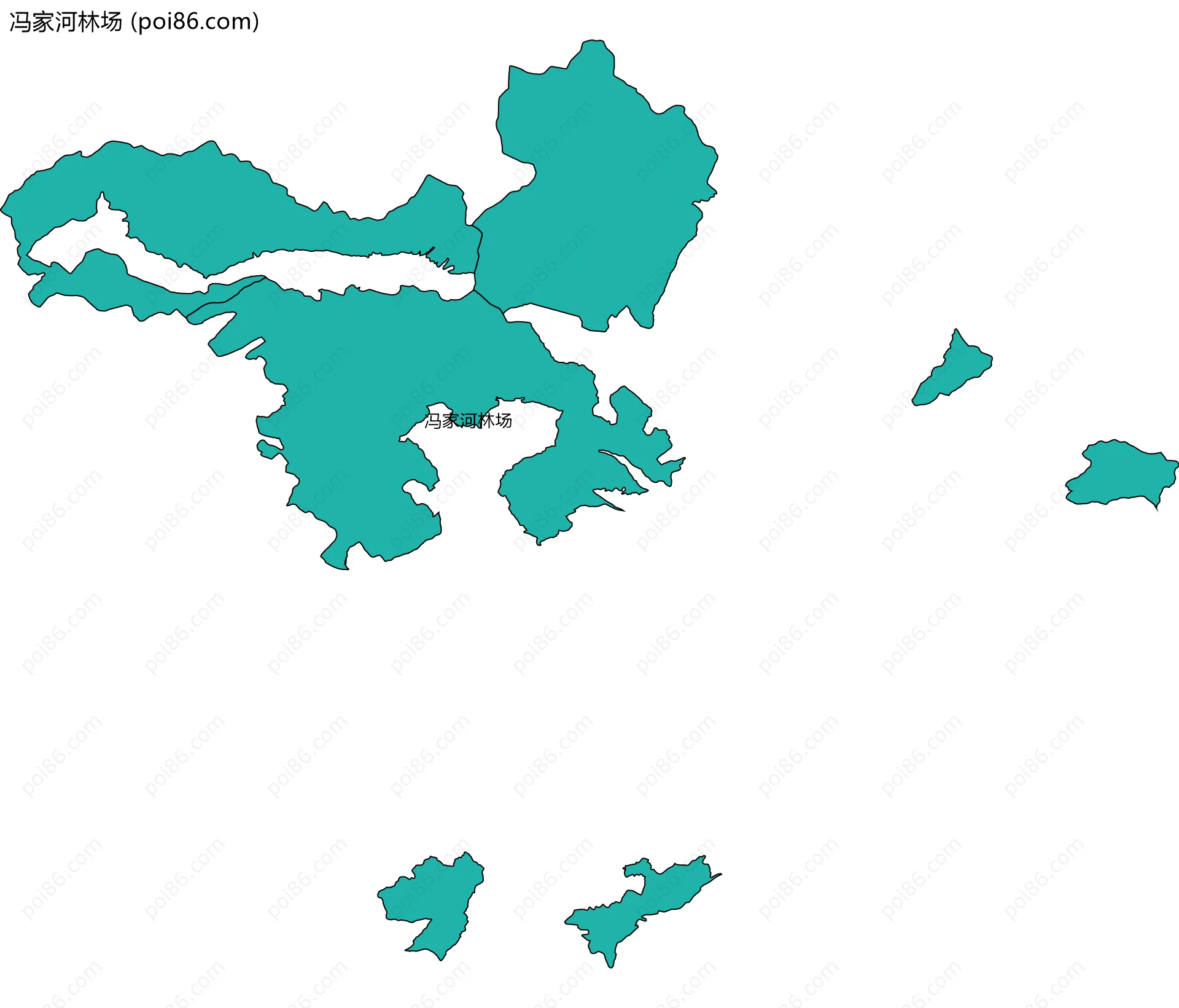 冯家河林场边界地图(五级行政区划)