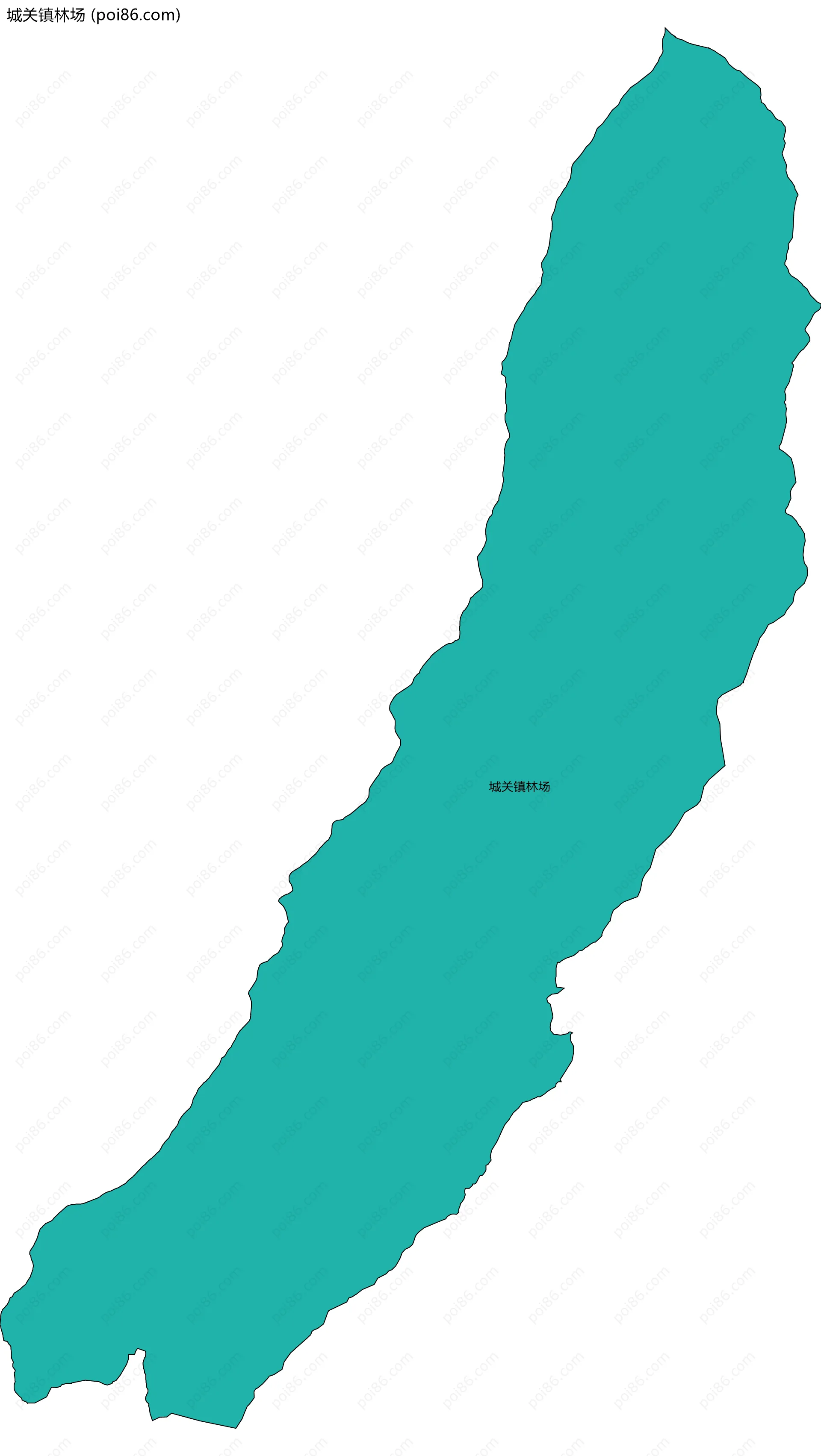 城关镇林场边界地图(五级行政区划)