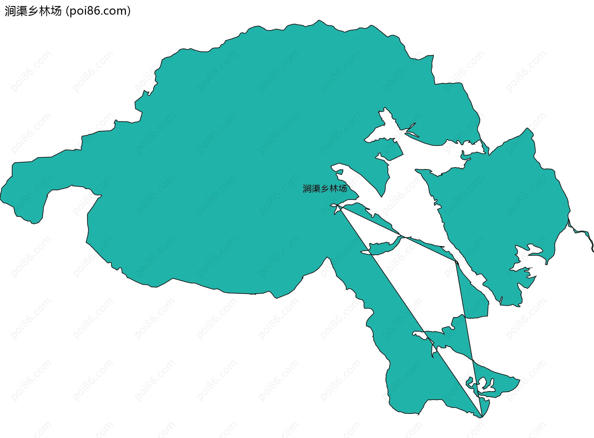 涧渠乡林场边界地图(五级行政区划)