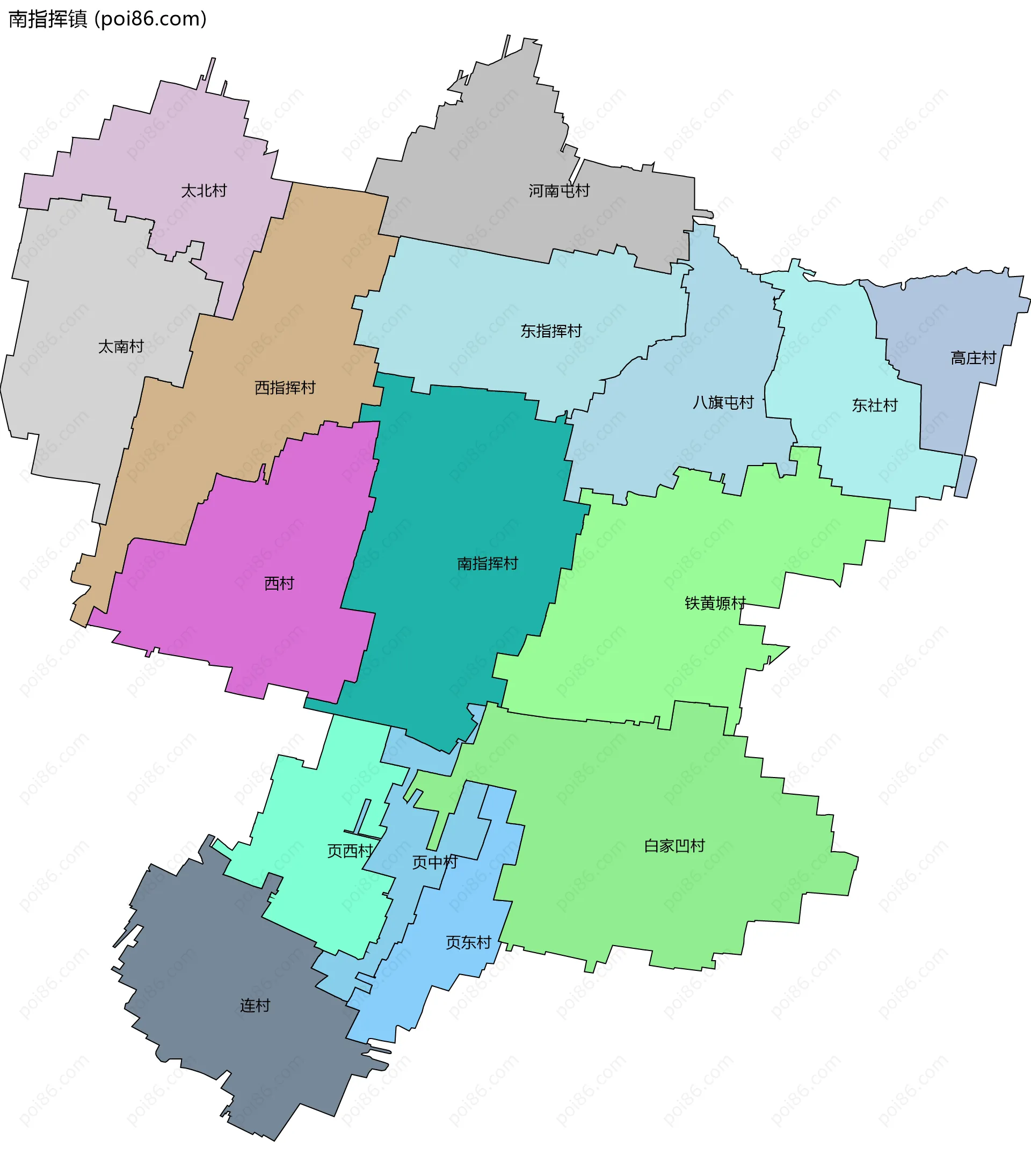 南指挥镇边界地图(五级行政区划)