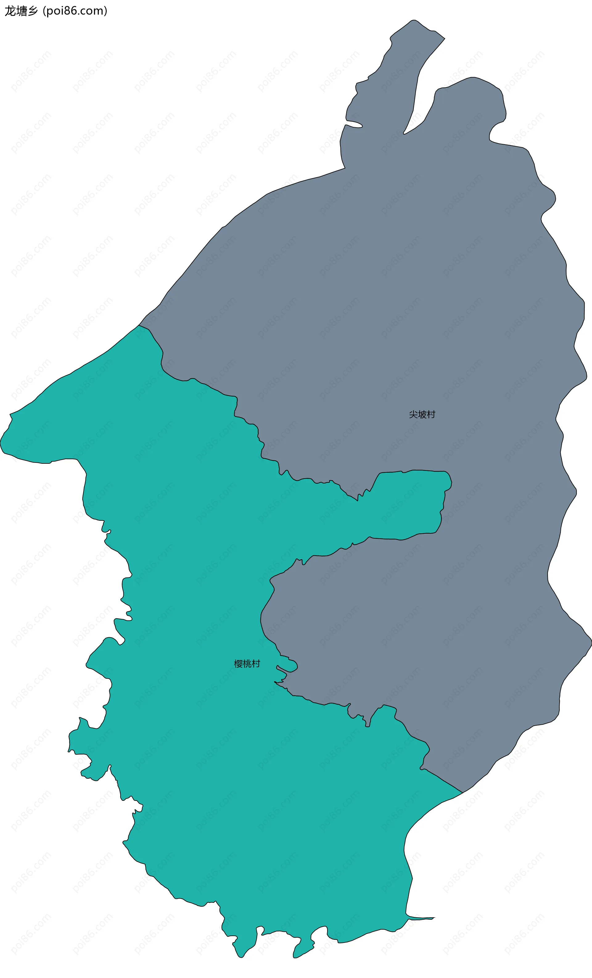 龙塘乡边界地图(五级行政区划)