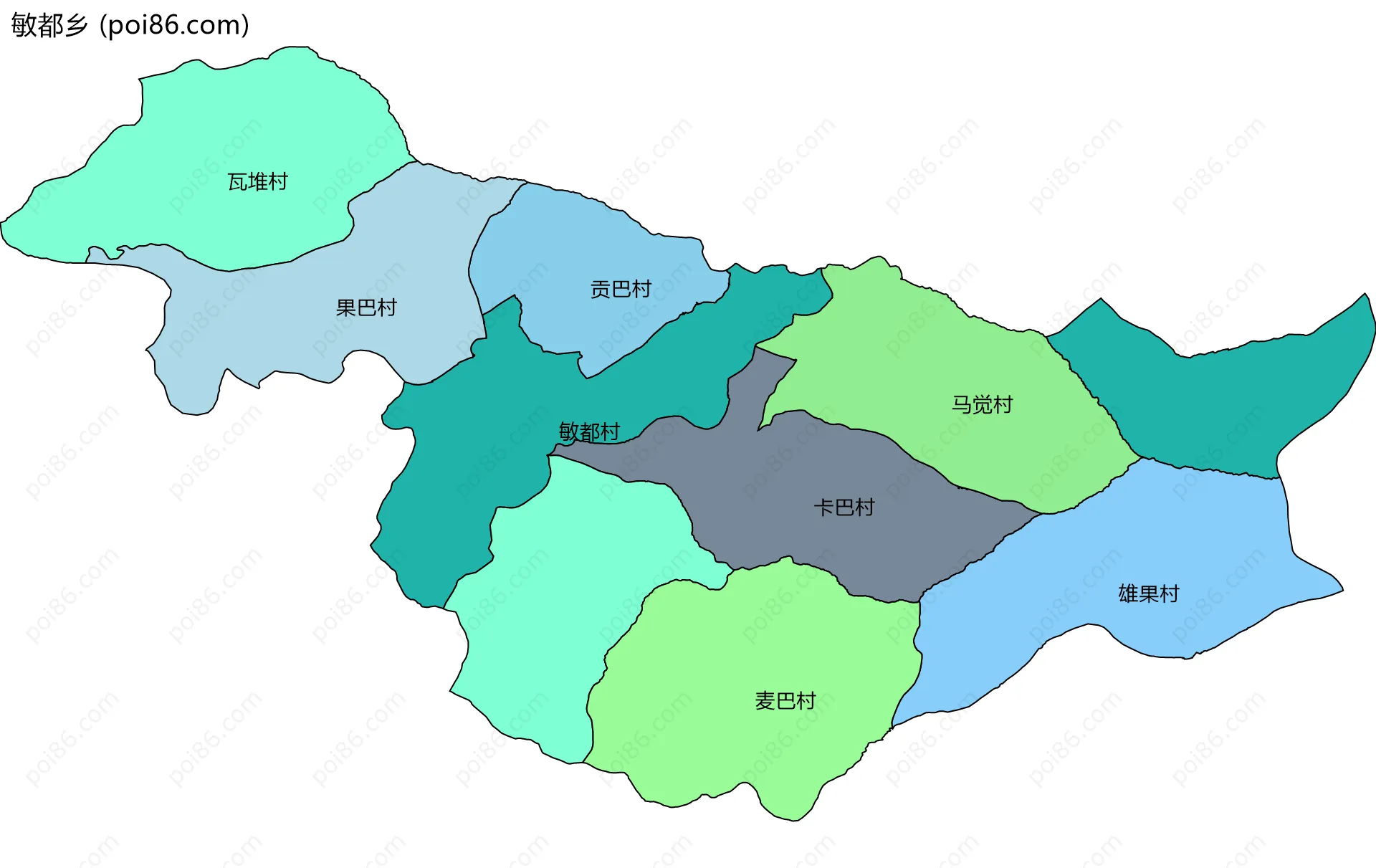 敏都乡边界地图(五级行政区划)