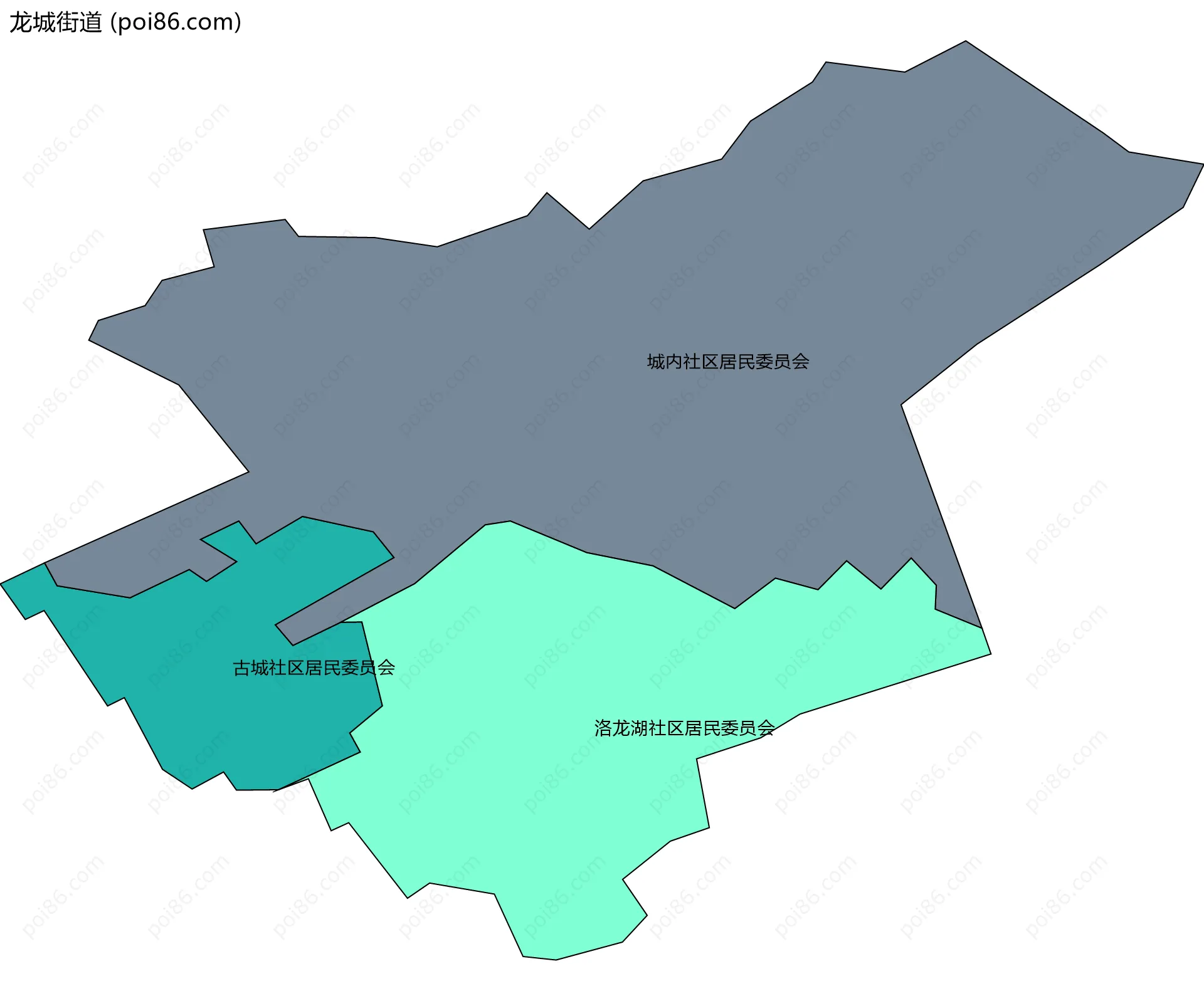 龙城街道边界地图(五级行政区划)