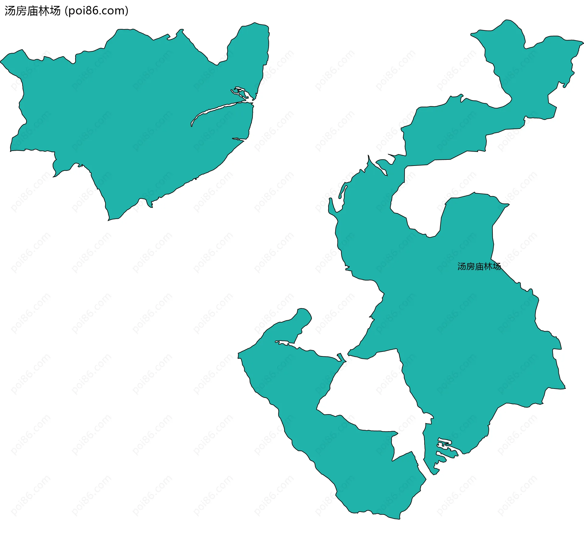 汤房庙林场边界地图(五级行政区划)