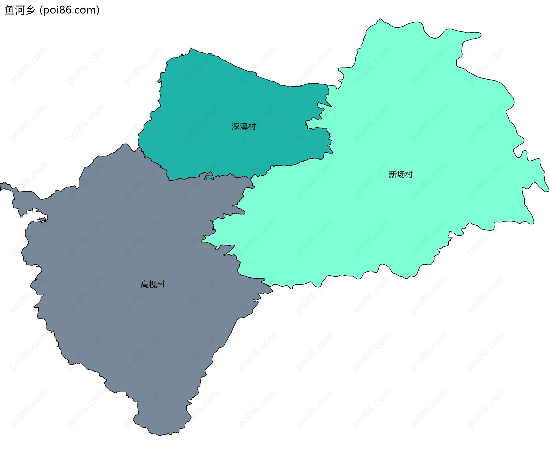 鱼河乡边界地图(五级行政区划)