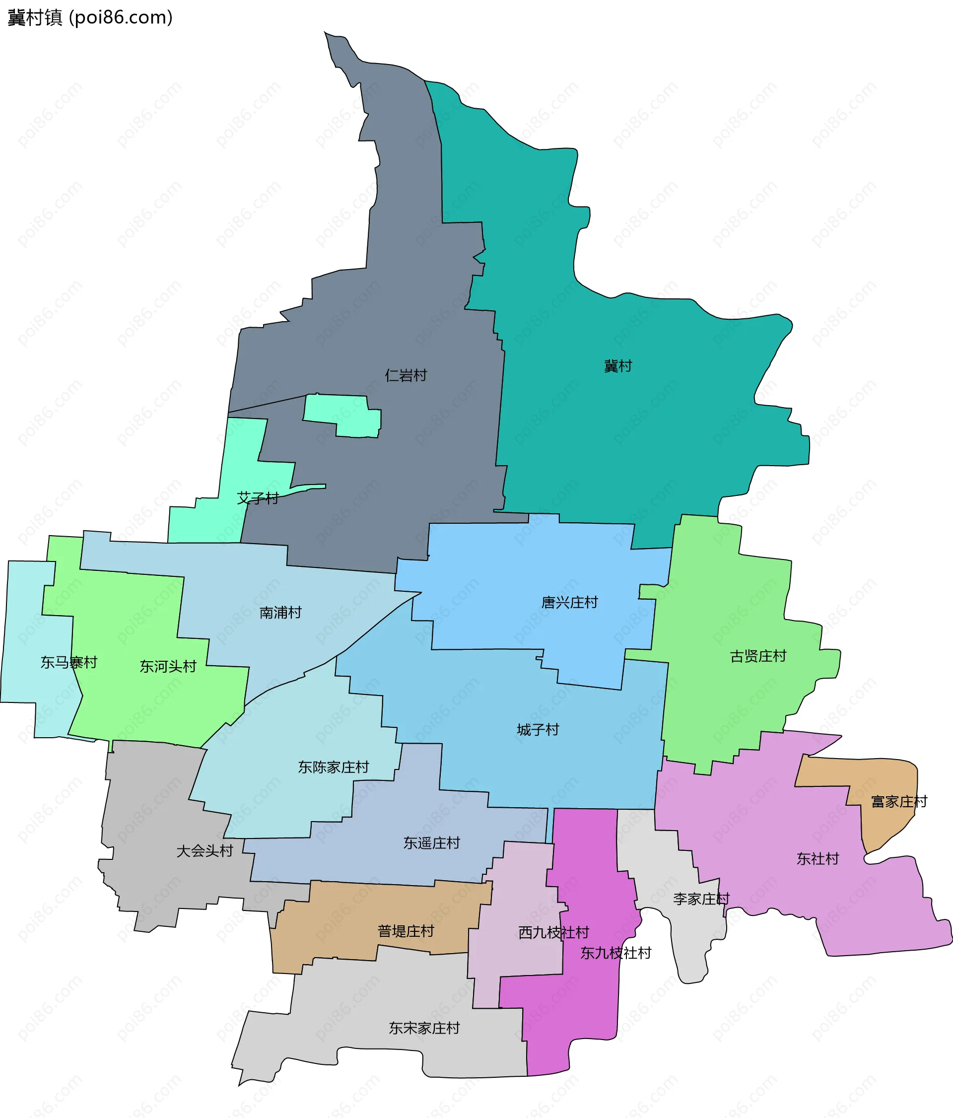 冀村镇边界地图(五级行政区划)
