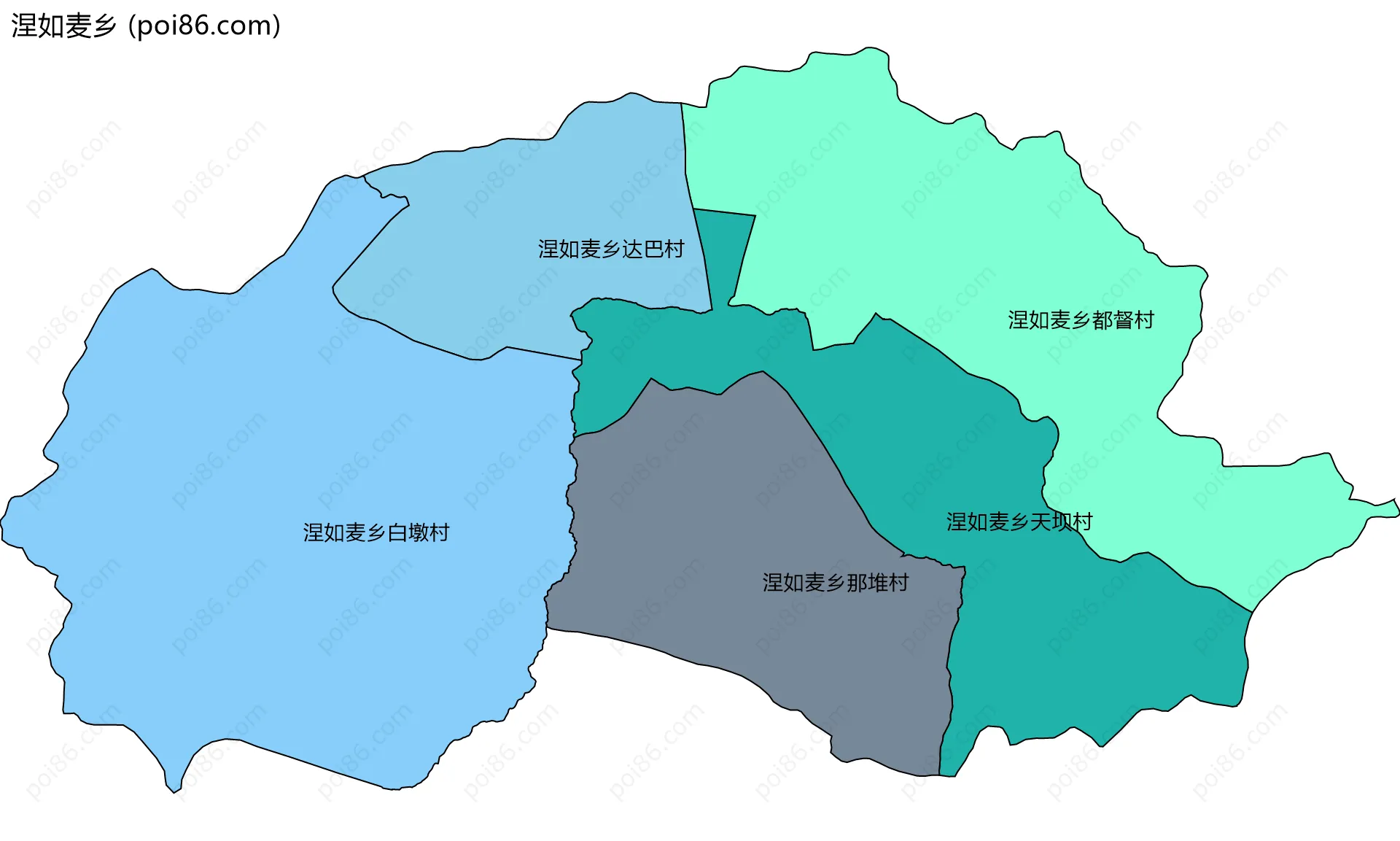 涅如麦乡边界地图(五级行政区划)
