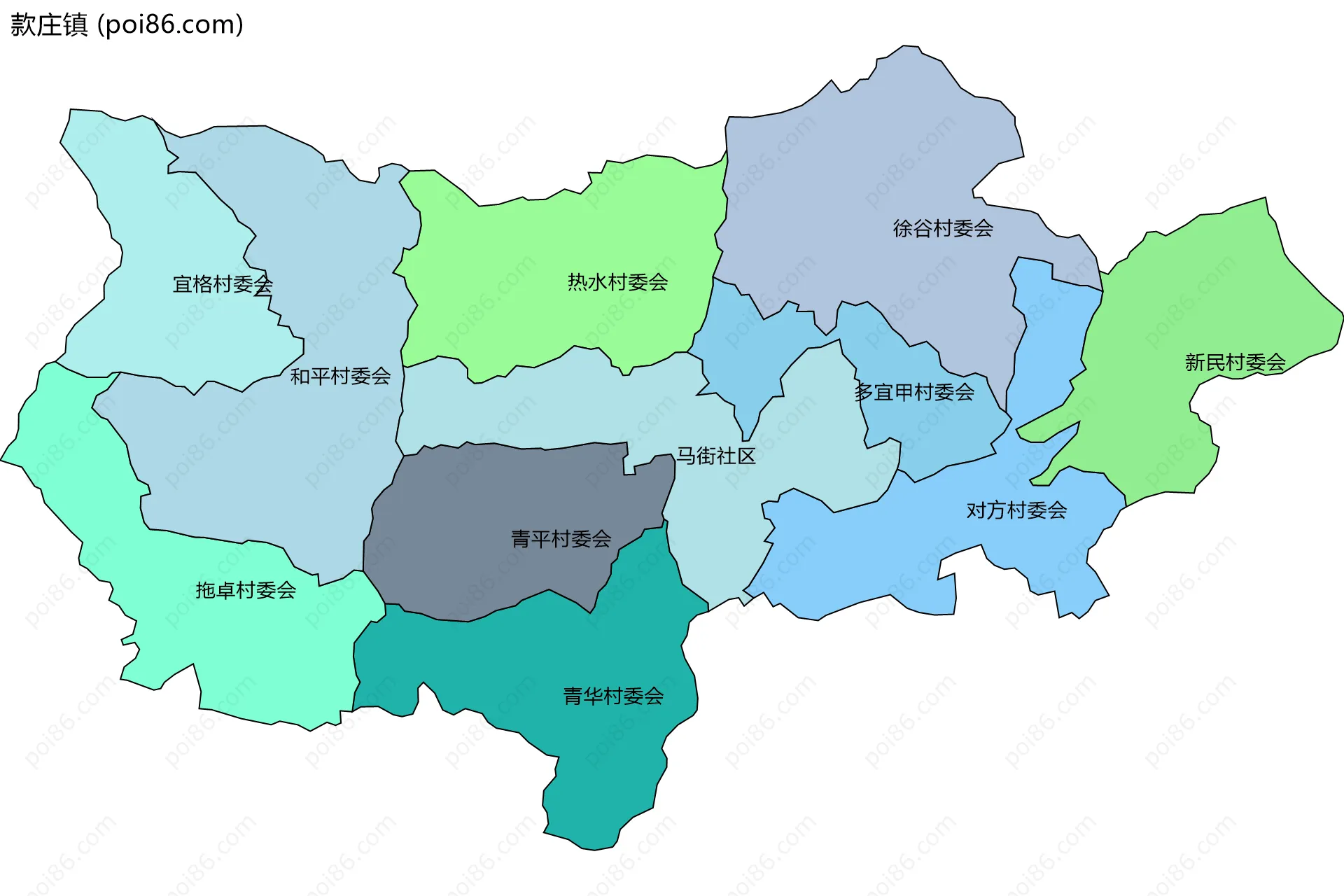 款庄镇边界地图(五级行政区划)