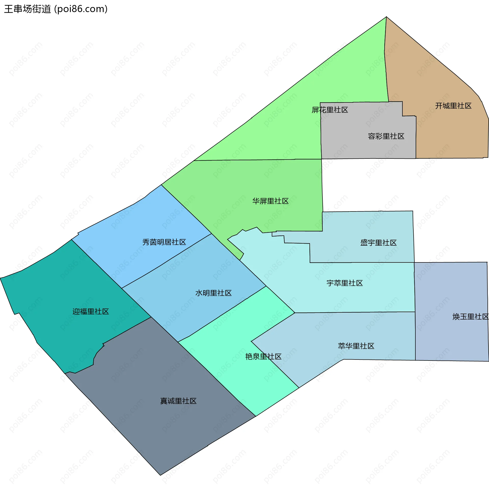 王串场街道边界地图(五级行政区划)