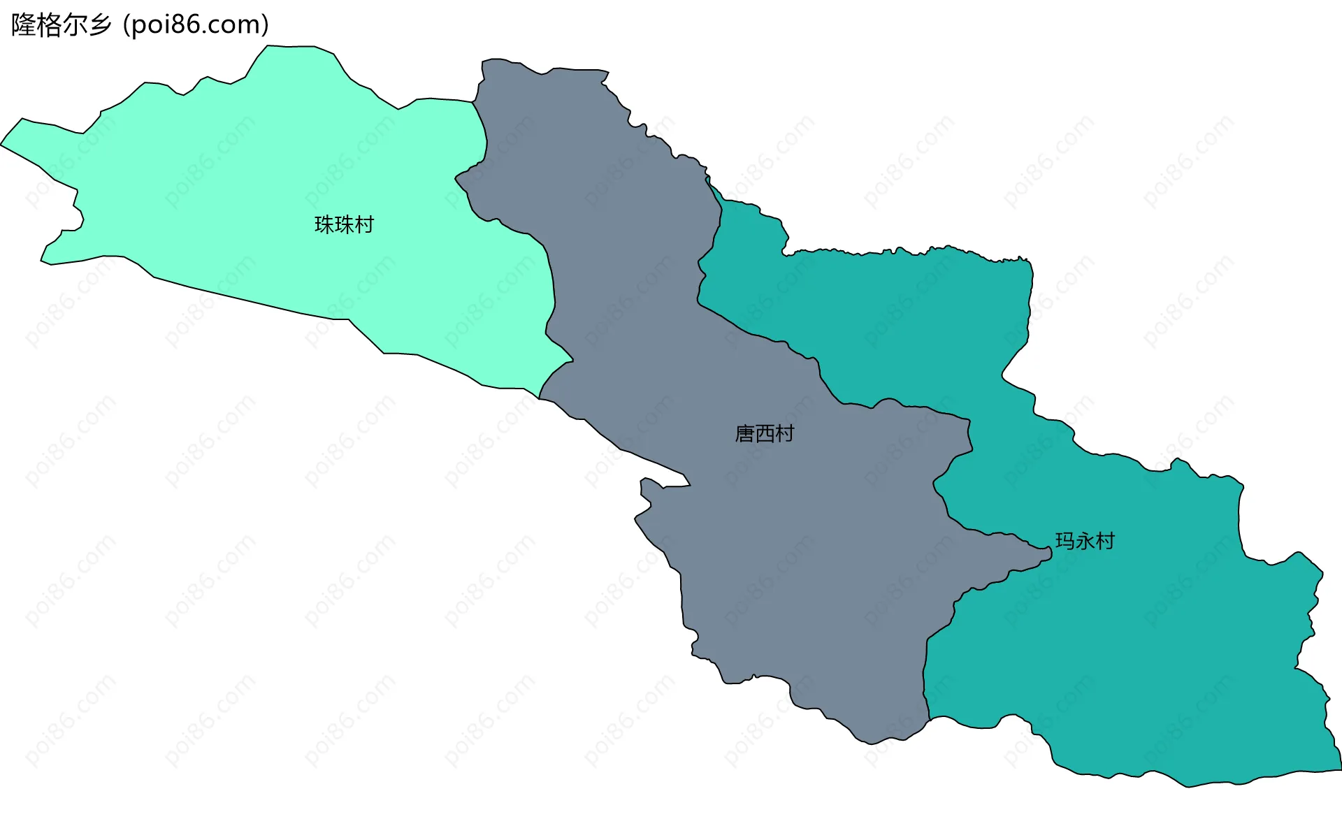 隆格尔乡边界地图(五级行政区划)