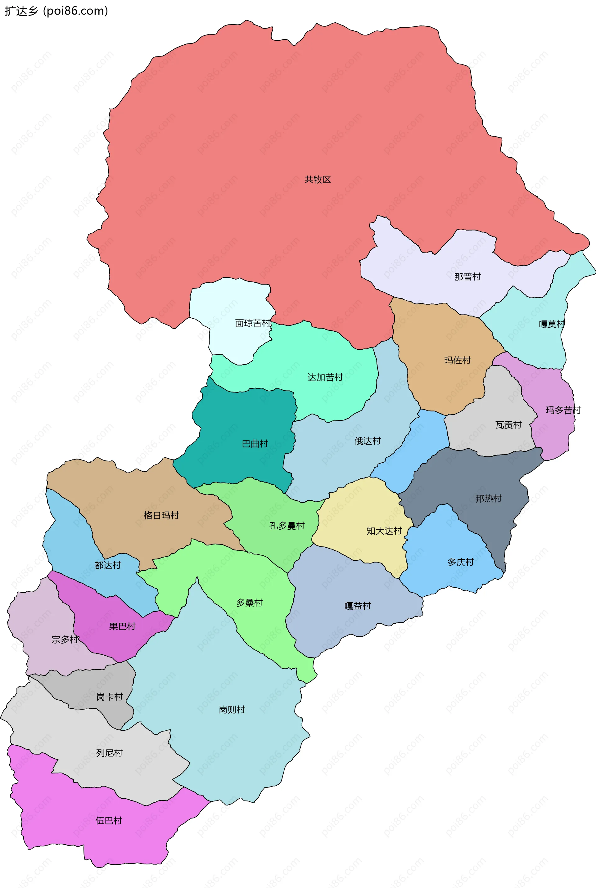 扩达乡边界地图(五级行政区划)