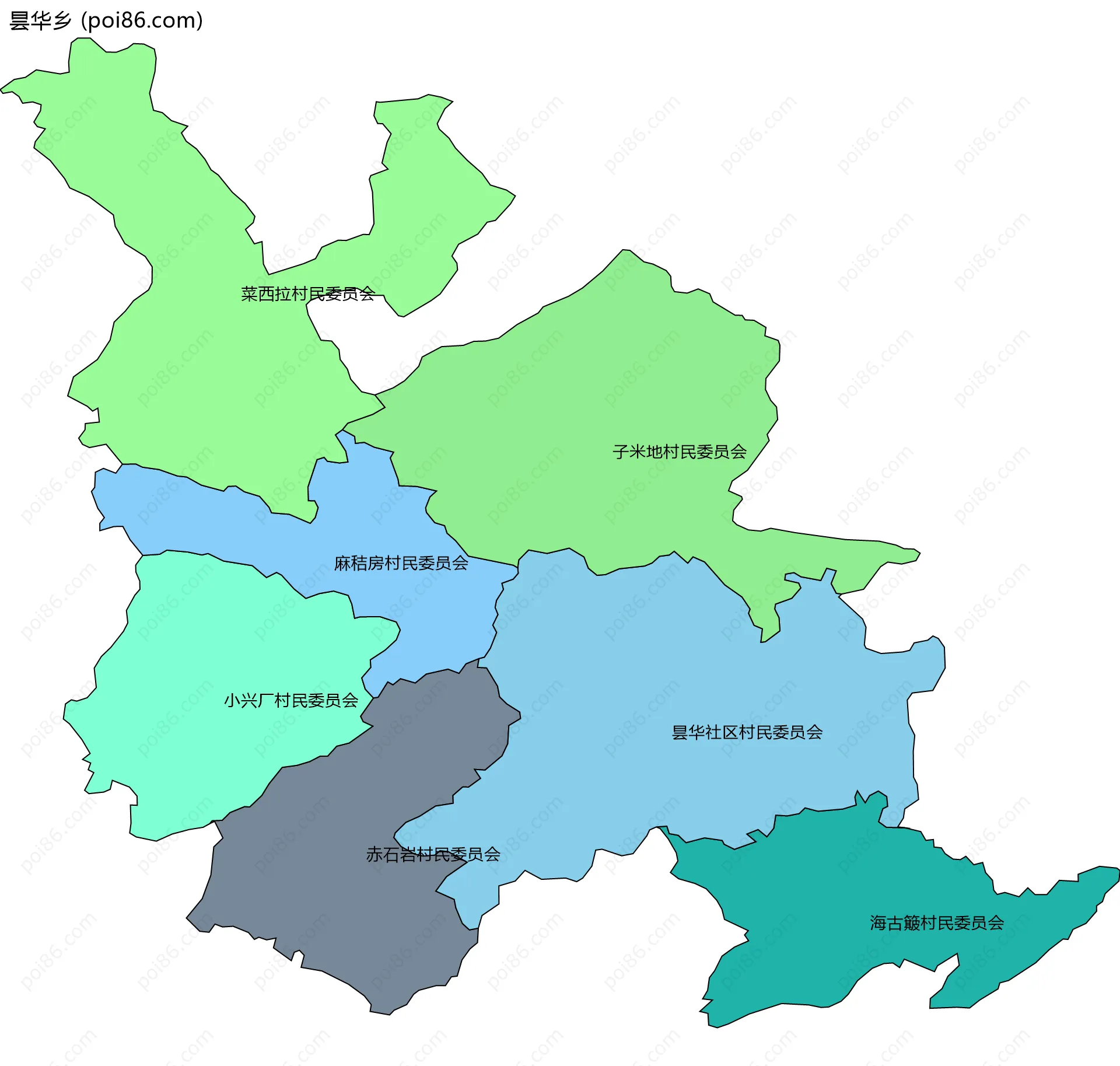 昙华乡边界地图(五级行政区划)