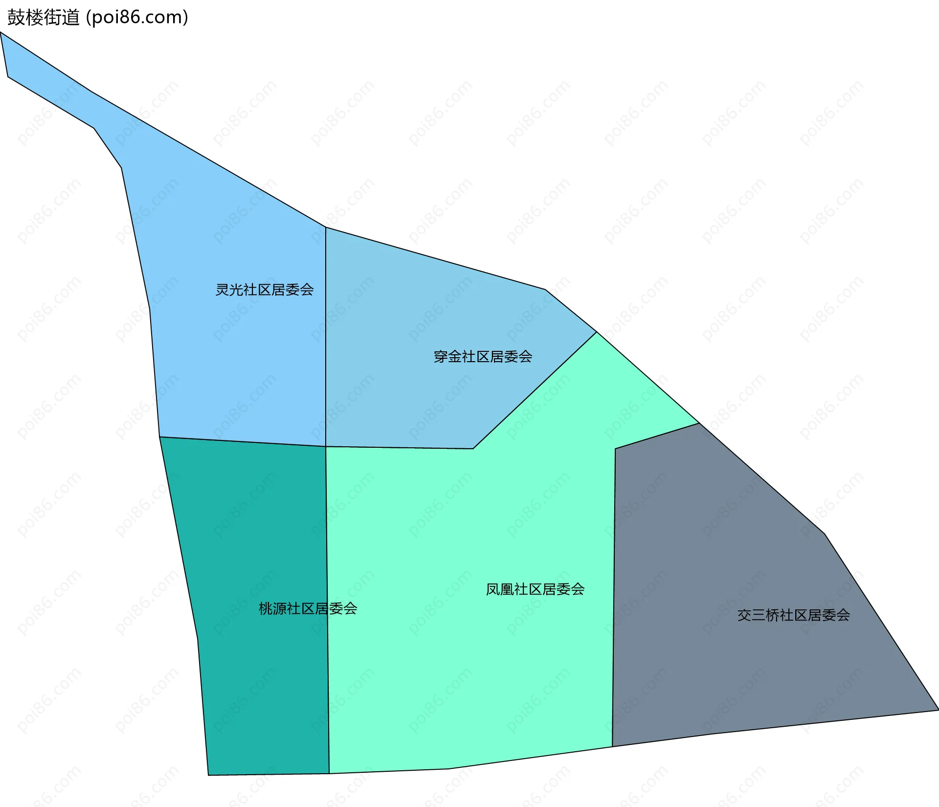 鼓楼街道边界地图(五级行政区划)
