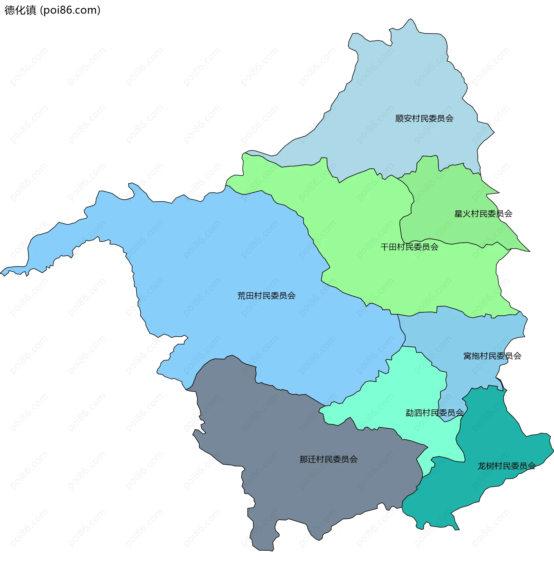 德化镇边界地图(五级行政区划)